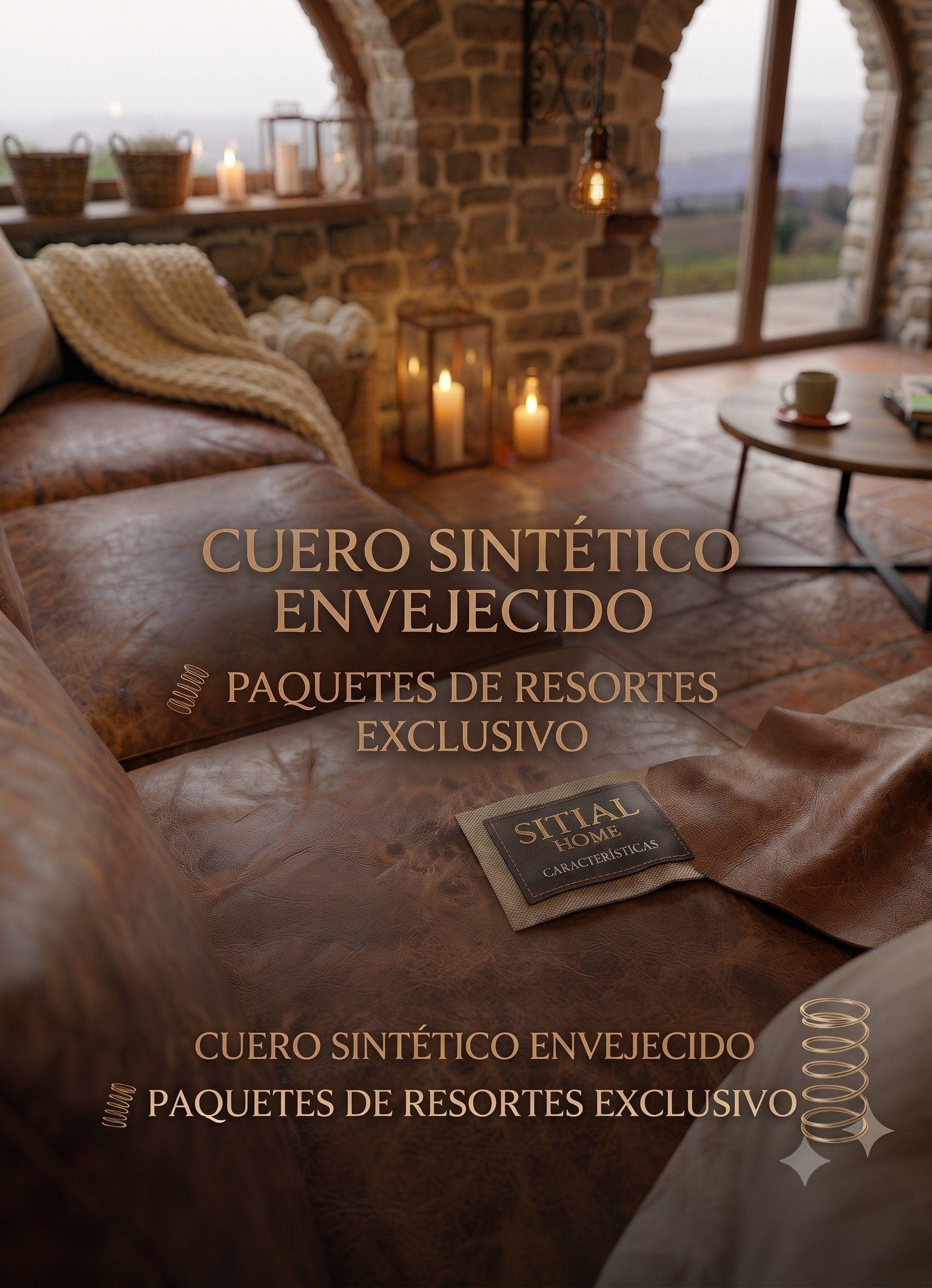 Living 311 Arizona Café con resortes pocket tapiz de cuero sintetico envejecido + 2 poltronas -7