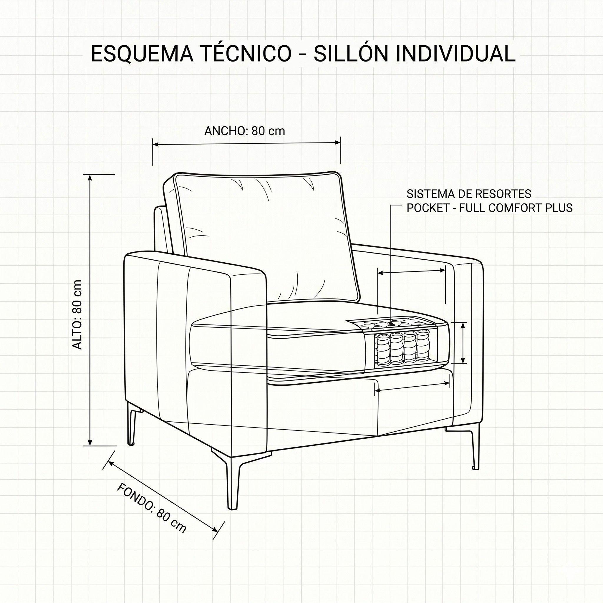 Living 311 Baco Crudo seccional mas 2 poltronas resortes pocket  -4