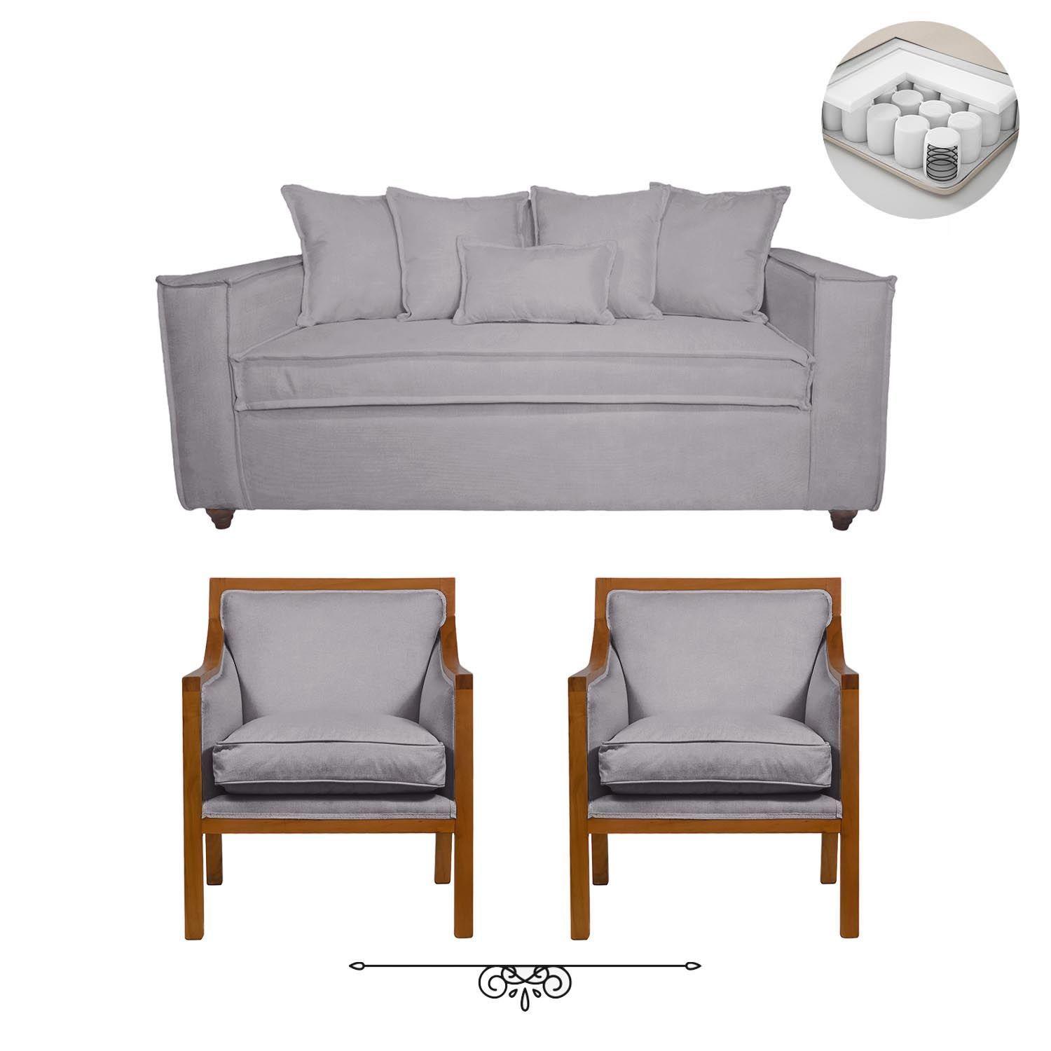 Juego de living 311 Baco Gris Claro  Resortes Pocket-1