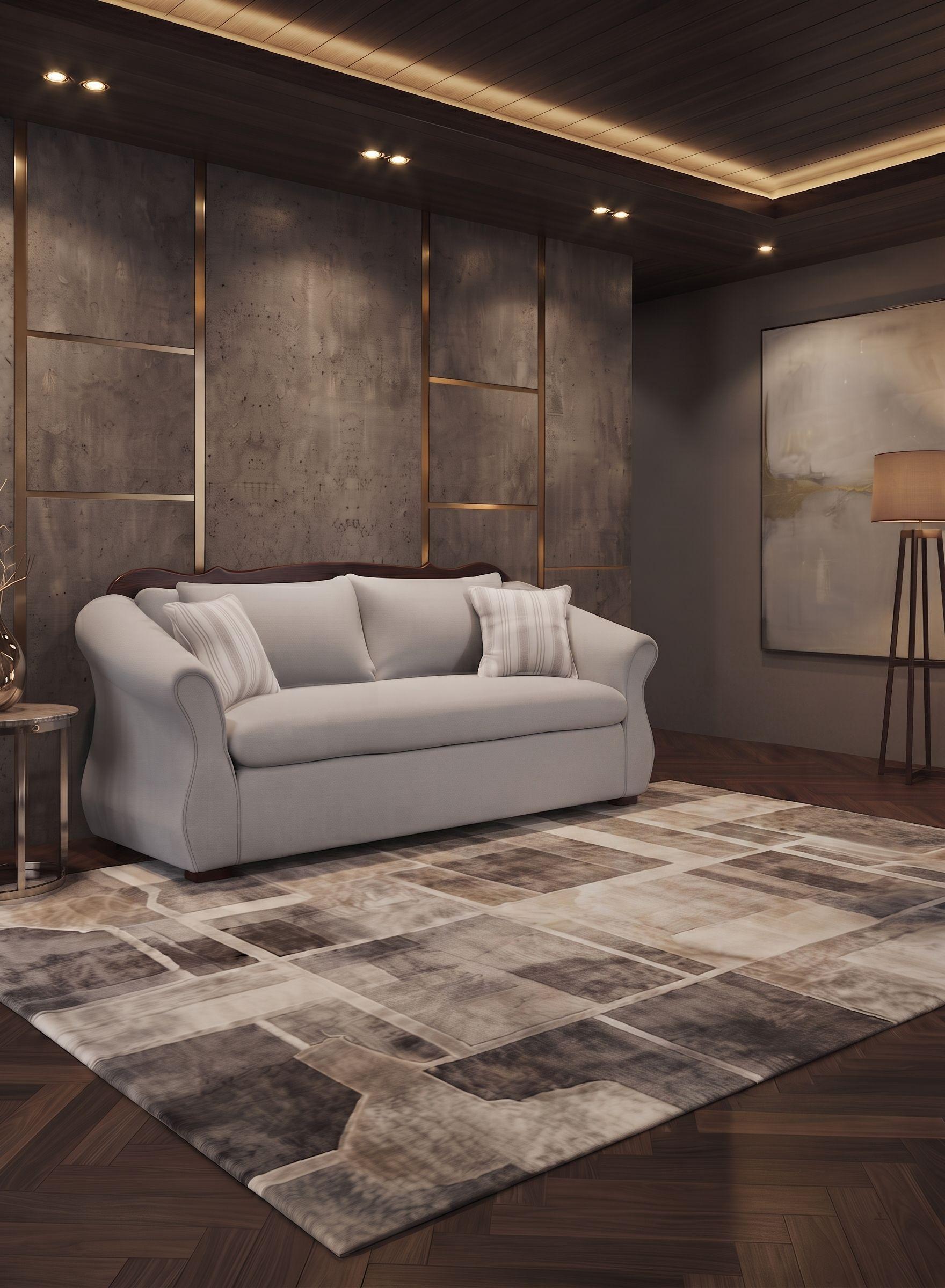 Living 311 Afgano gris claro sofa resortes + 2 sitiales madera-2