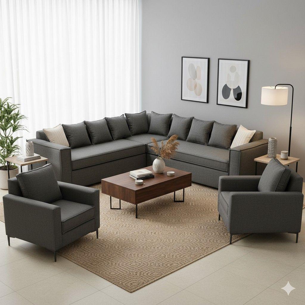 Living 311 Baco seccional mas 2 poltronas color marengo resortes pocket  -0