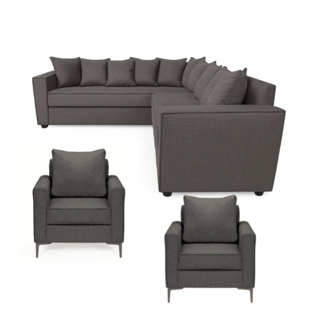 Living 311 Baco seccional mas 2 poltronas color marengo resortes pocket  -1