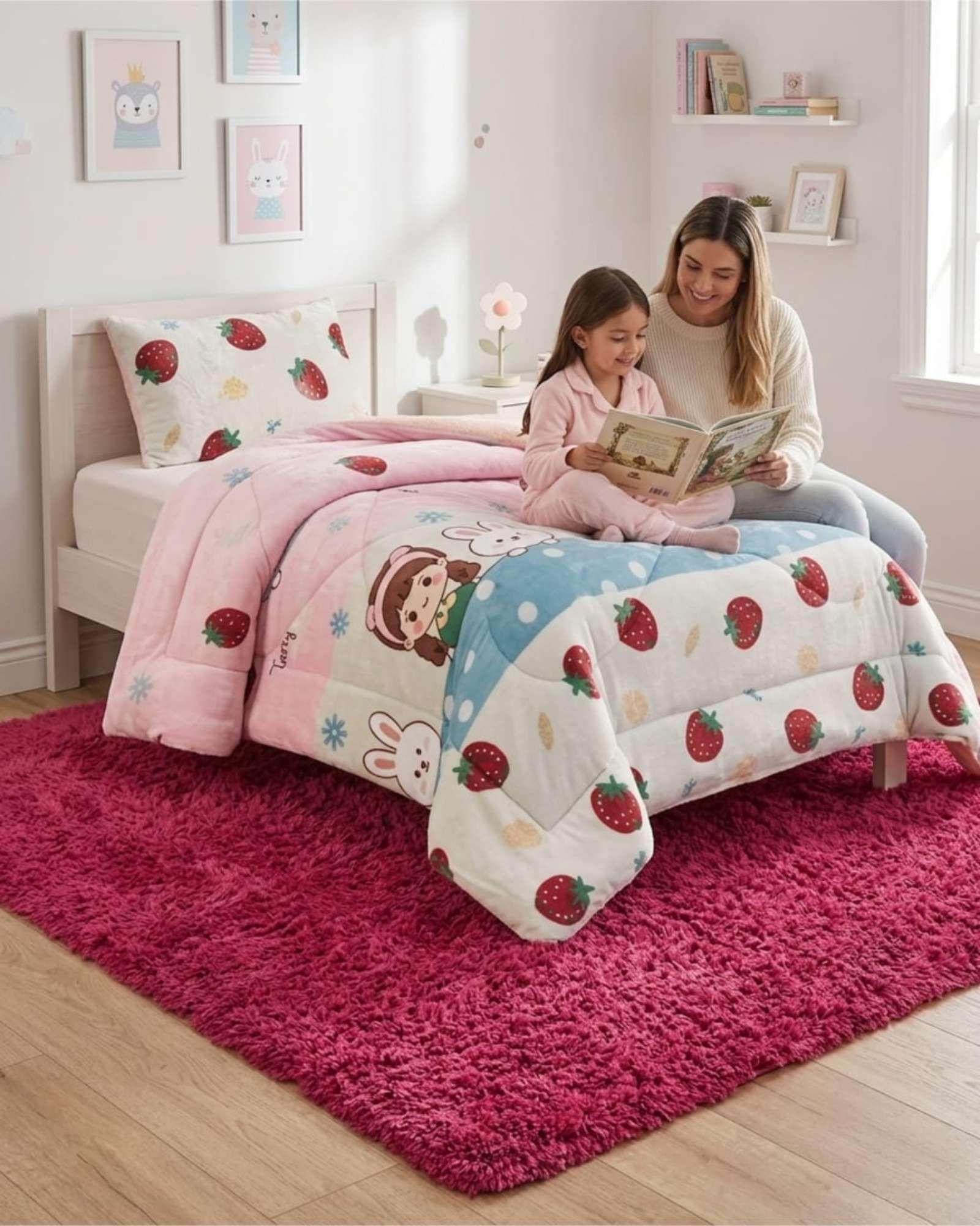 Cubrecama Plush con Chiporro Plaza y Media Diseño Premium C5-2