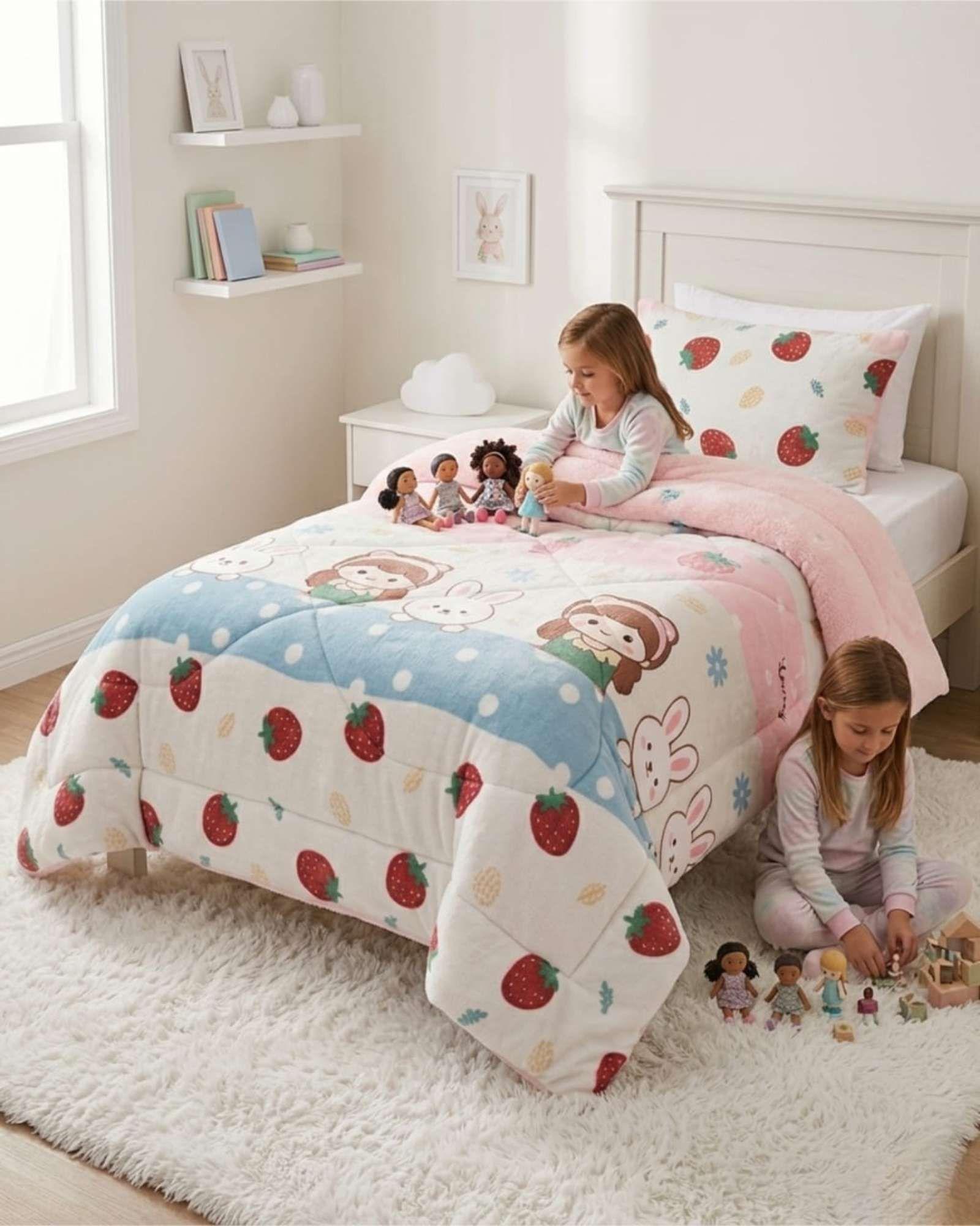 Cubrecama Plush con Chiporro Plaza y Media Diseño Premium C5-3
