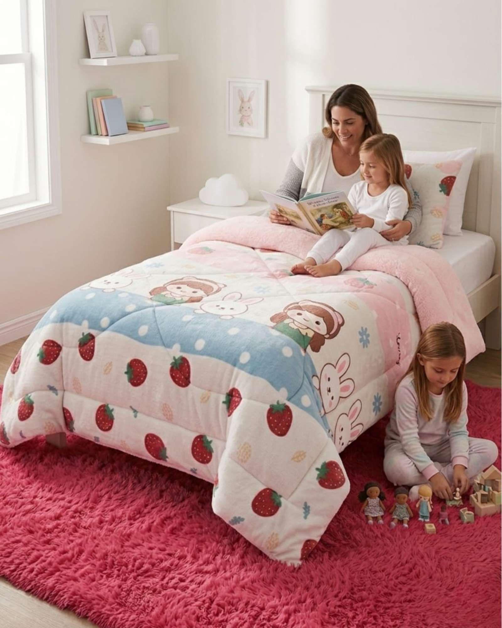 Cubrecama Plush con Chiporro Plaza y Media Diseño Premium C5-4