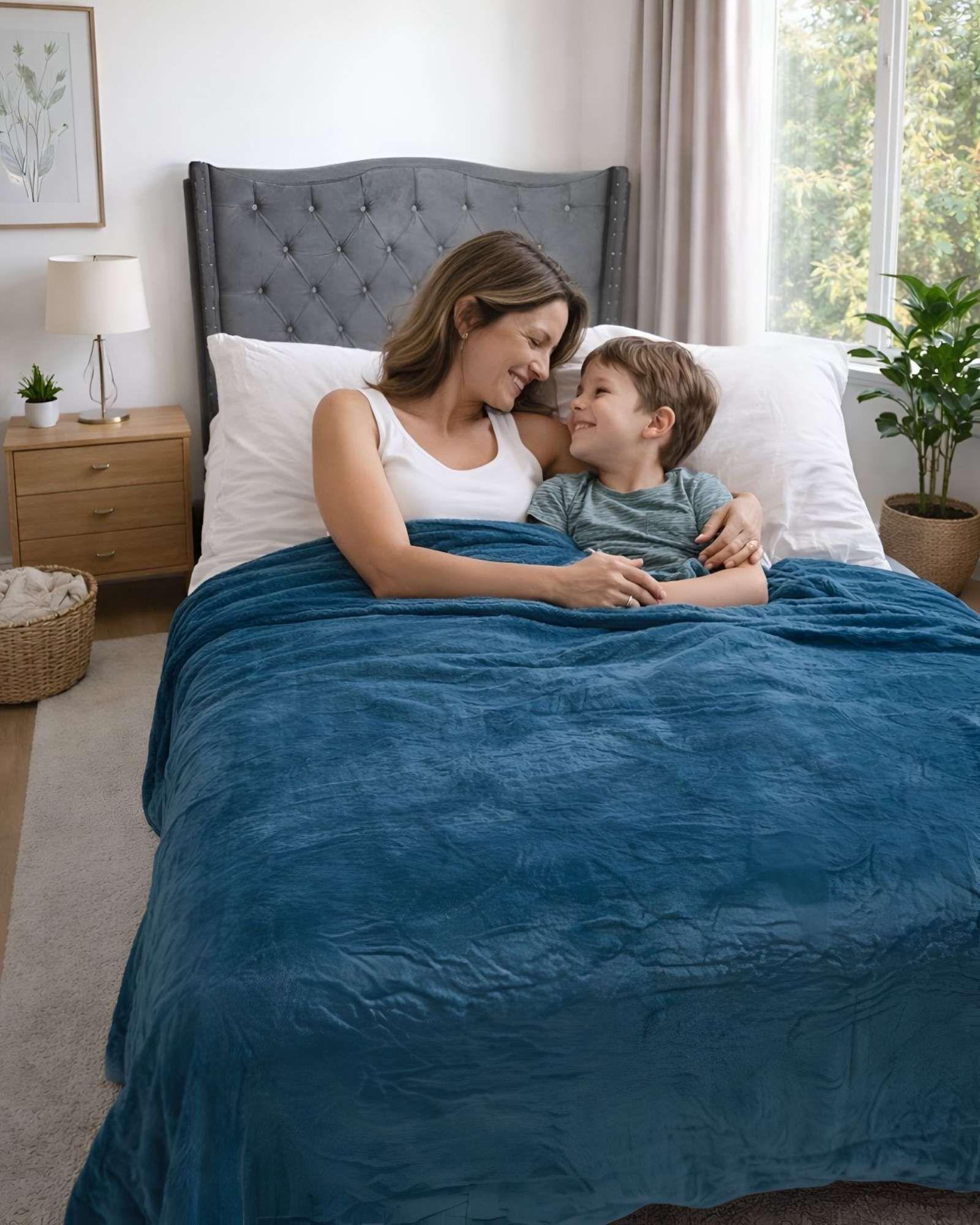 Frazada Térmica de Plush con Reverso en Chiporro azul-3