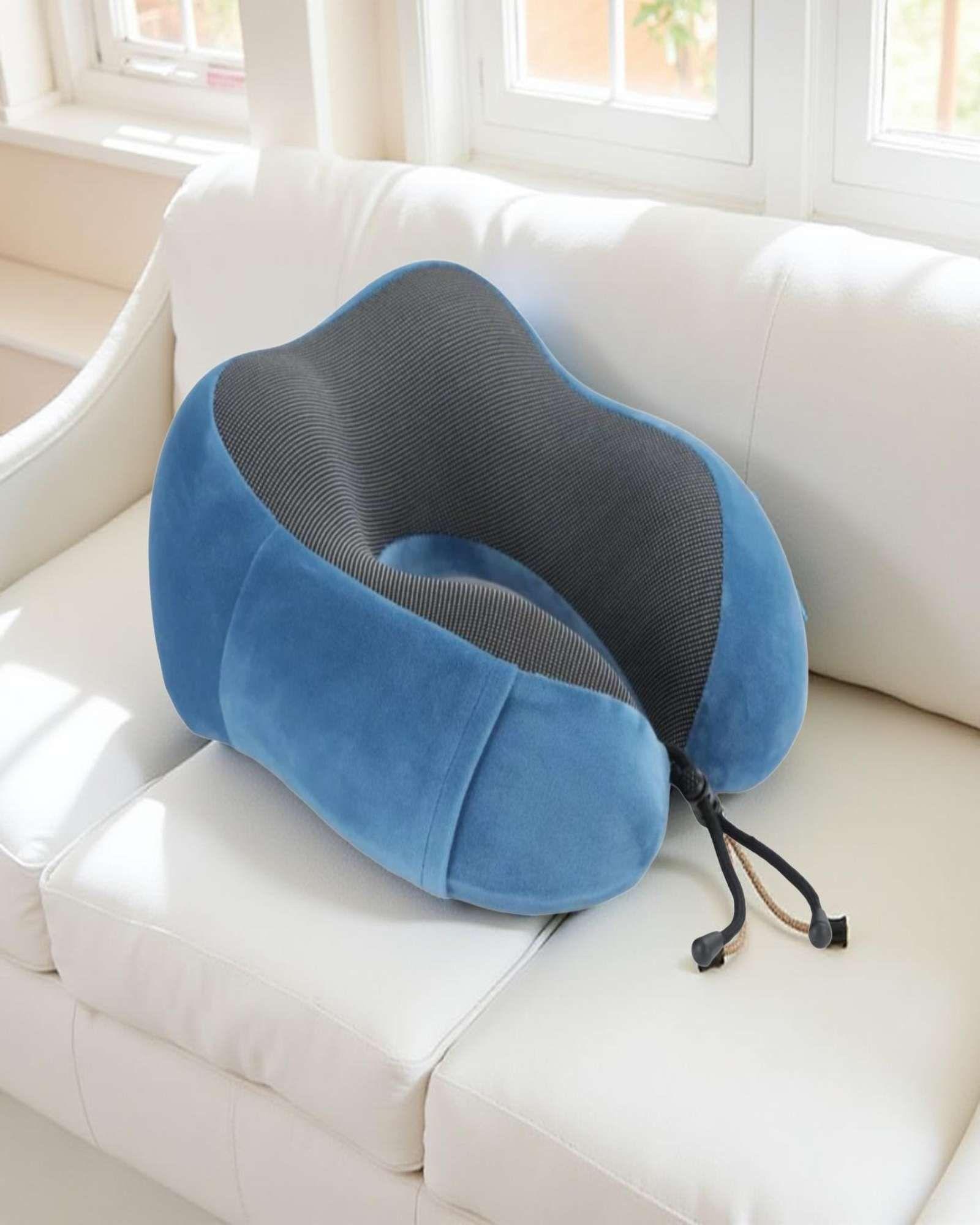 Cómoda Almohada De Cuello Viaje tela magnetica Azul-2