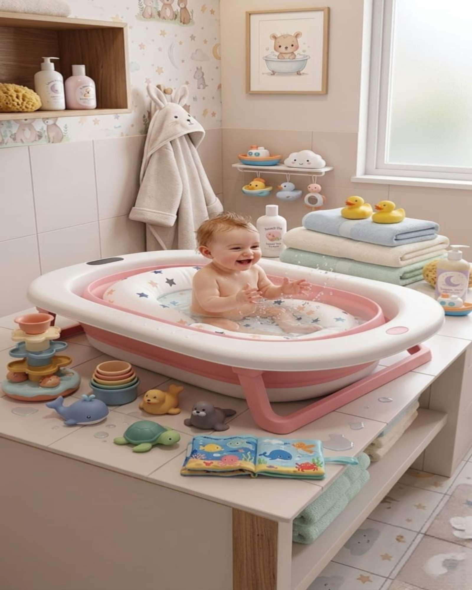 Bañera Plegable Premium Termómetro Digital + Cojín Ergonómico Antideslizante C2-2
