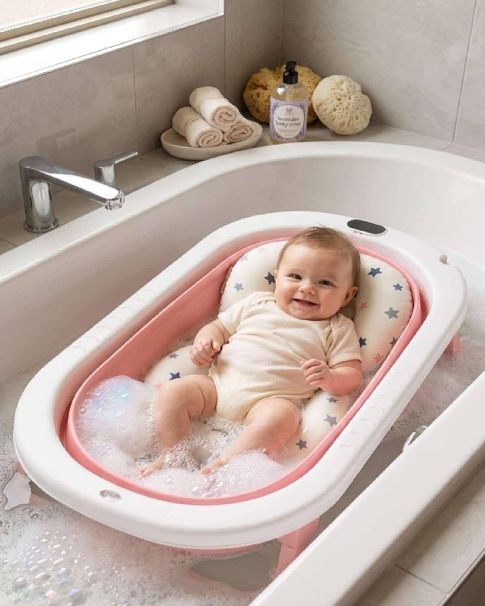 Bañera Plegable Premium Termómetro Digital + Cojín Ergonómico Antideslizante C2-4