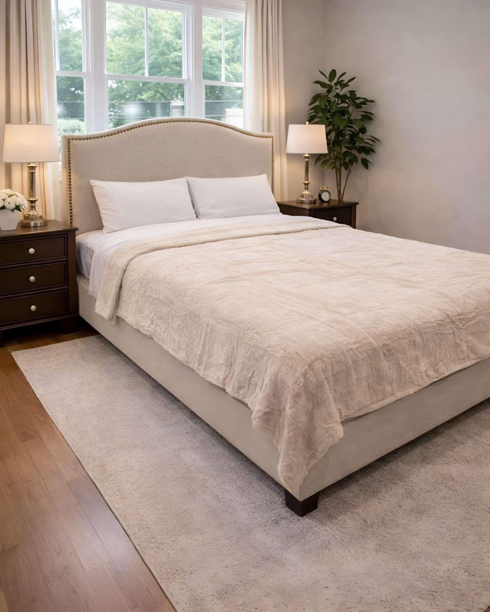 Frazada Térmica de Plush con Reverso en Chiporro beige claro-4