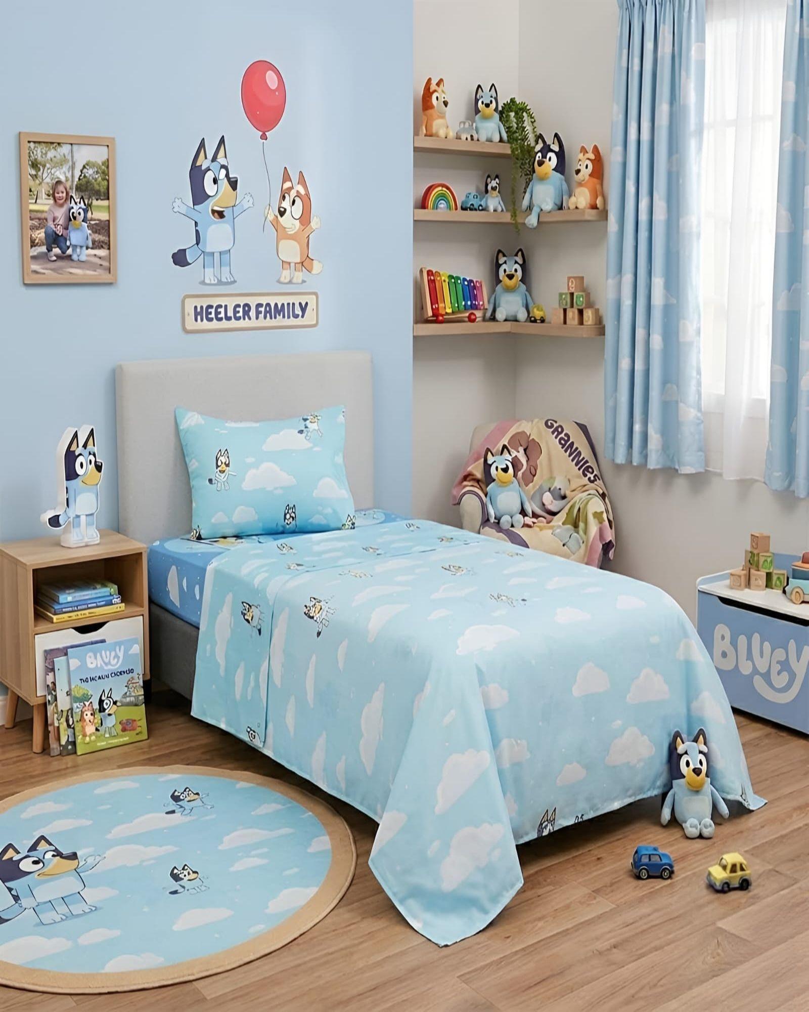 Sabanas infantil Bluey plaza y media Mashini-3
