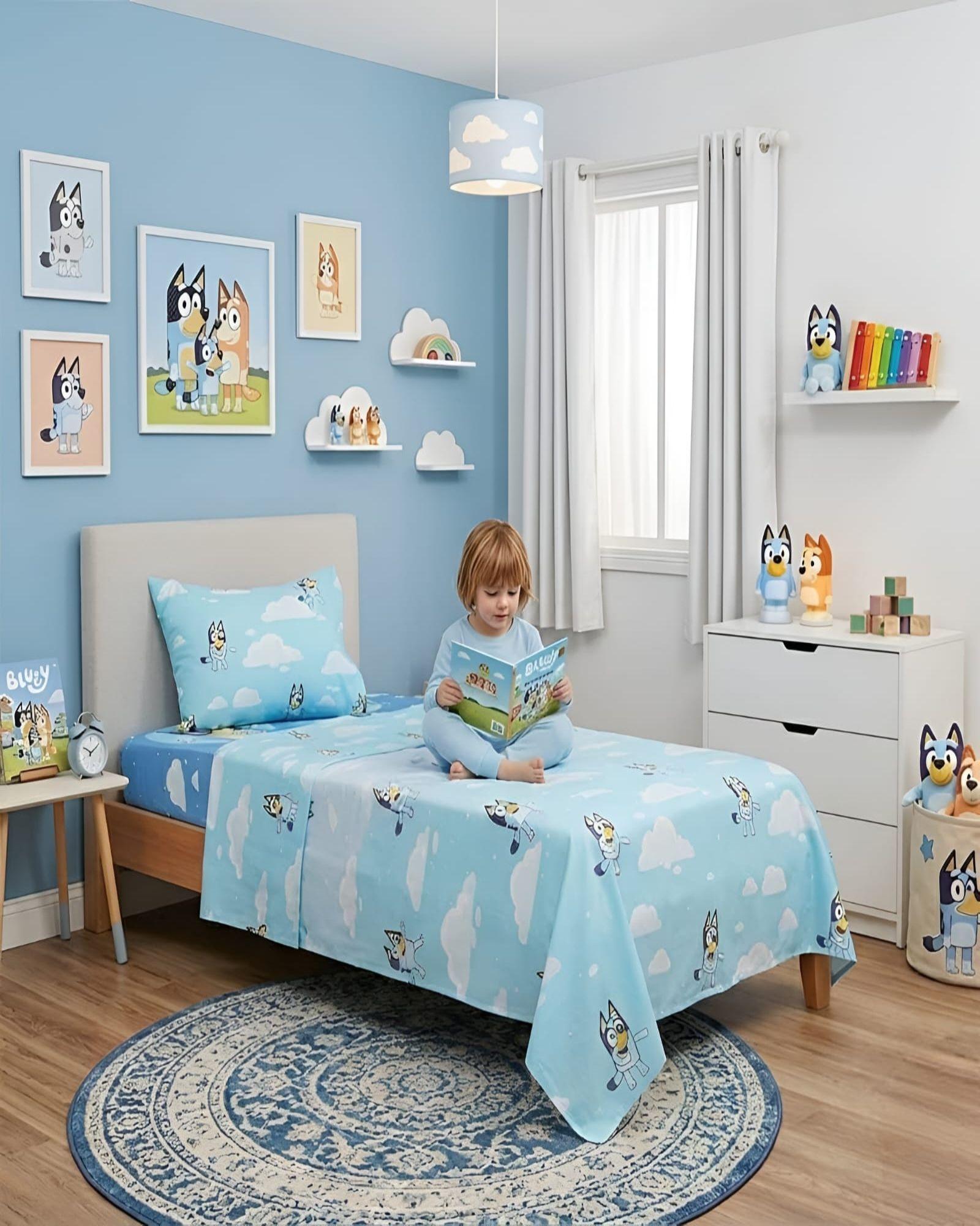 Sabanas infantil Bluey plaza y media Mashini-4