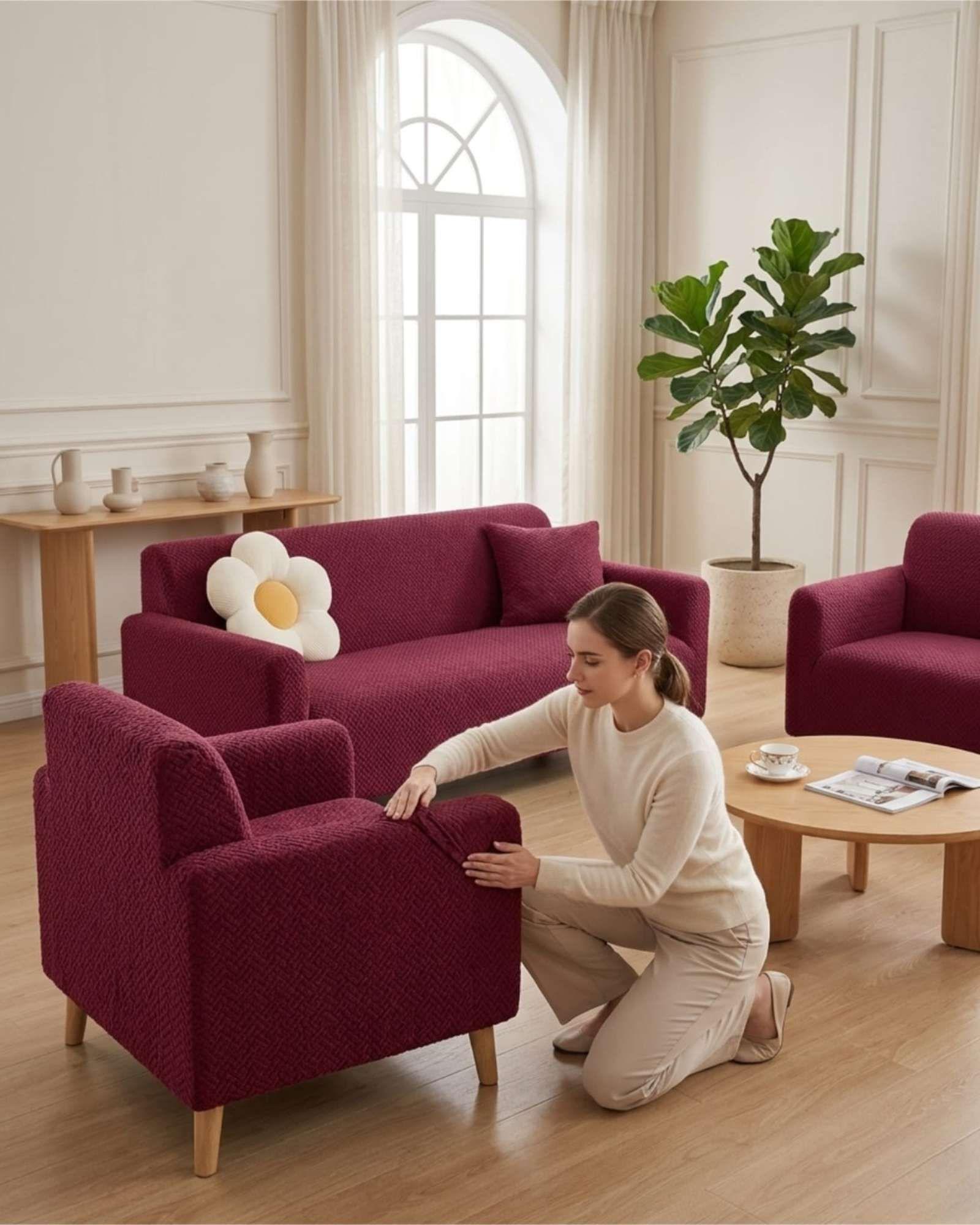Juego de Cubre Sillón 3+1+1 Texturizado Premium - Ajuste Perfecto 03-2