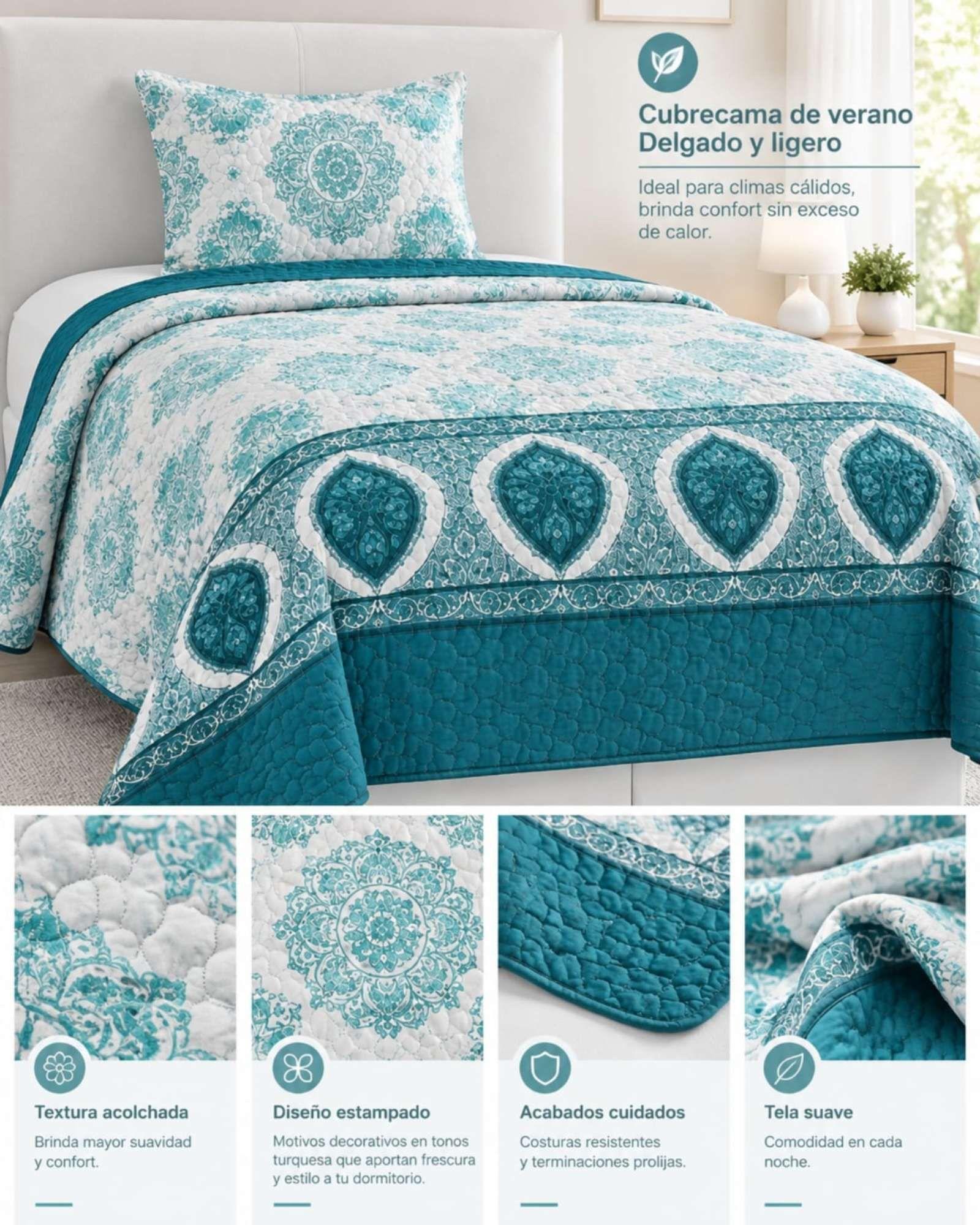 Cubrecama de Verano 1.5 Plaza Liviano y Fresco Quilt A13-4