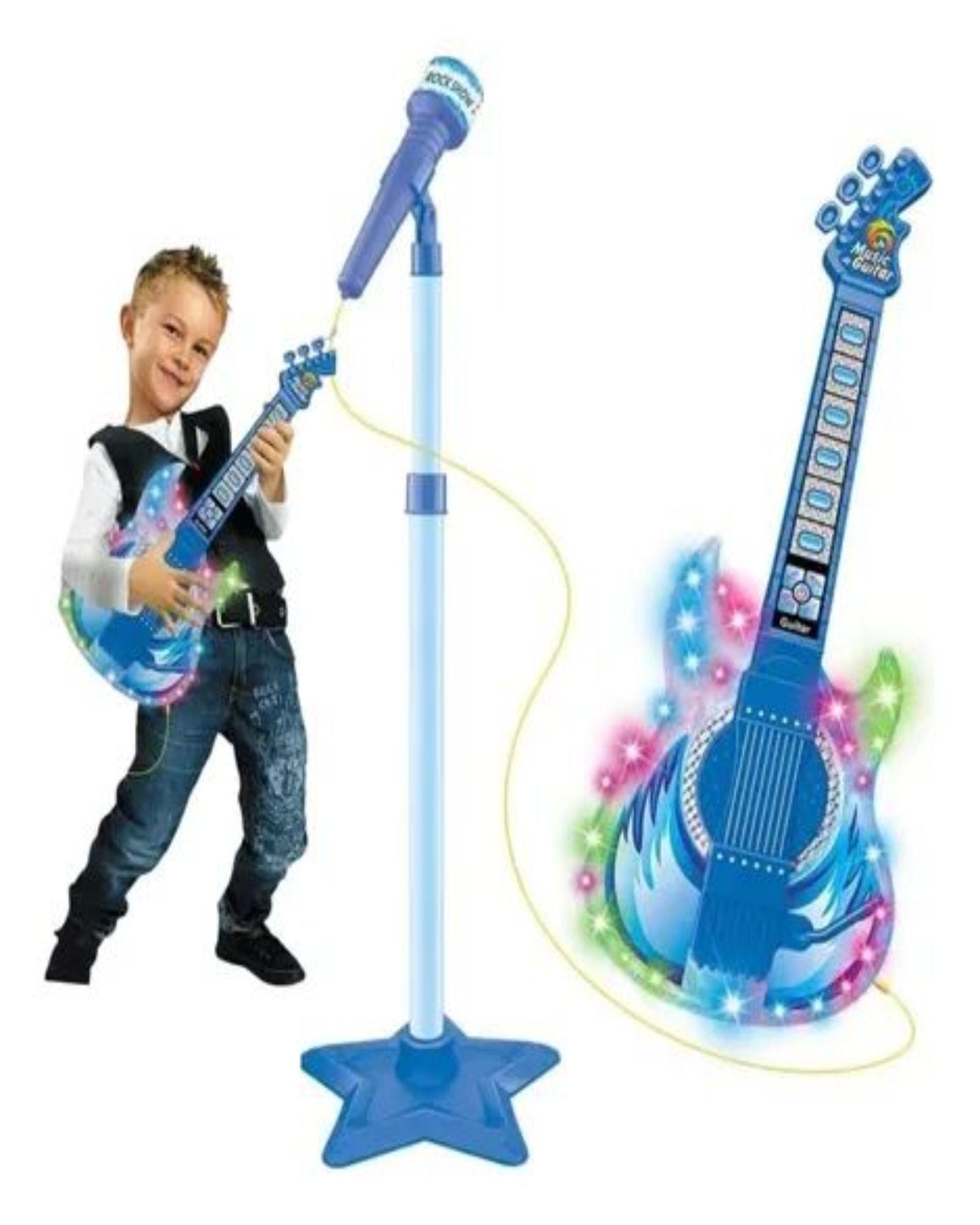Set Guitarra Micrófono Pedestal Juguete Mp3 Luces 27n3-0