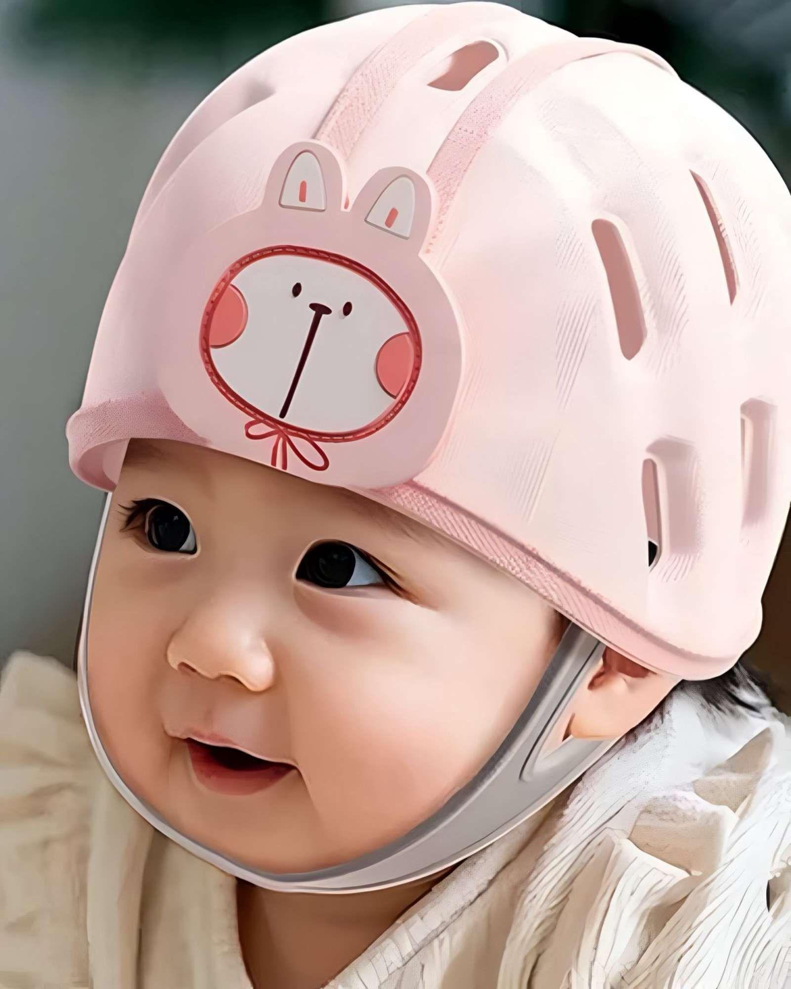 Casco de seguridad protector para bebés rosa-3