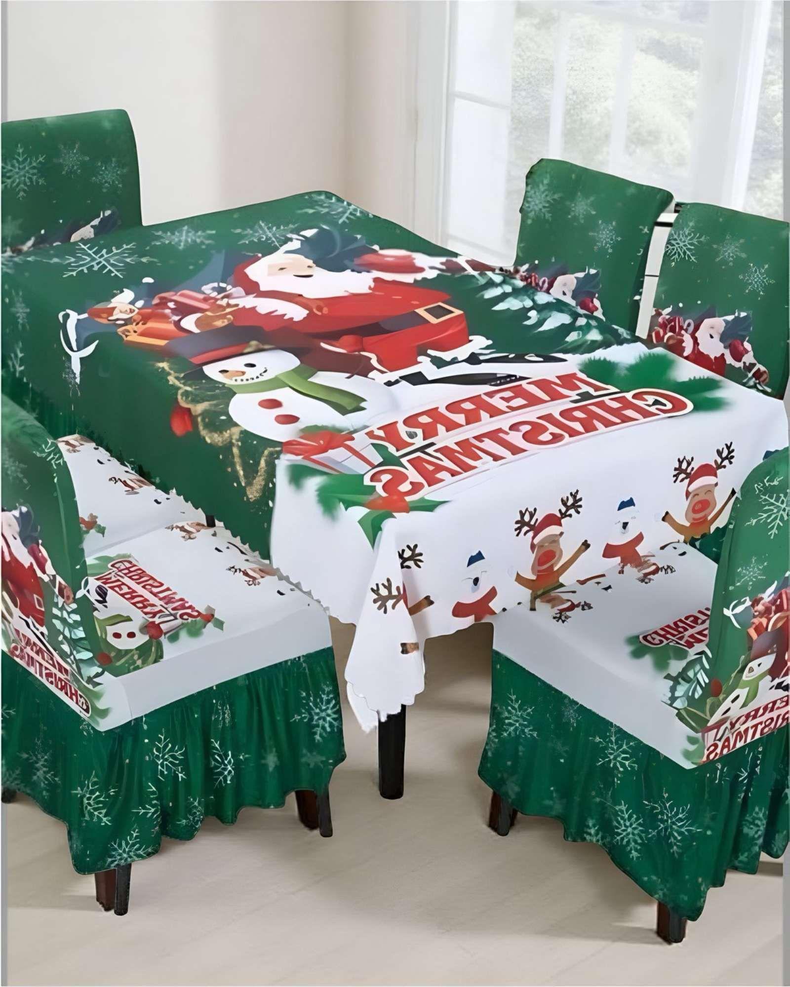 SET de Mantel mas 6 Fundas de Sillas Navidad  02-2