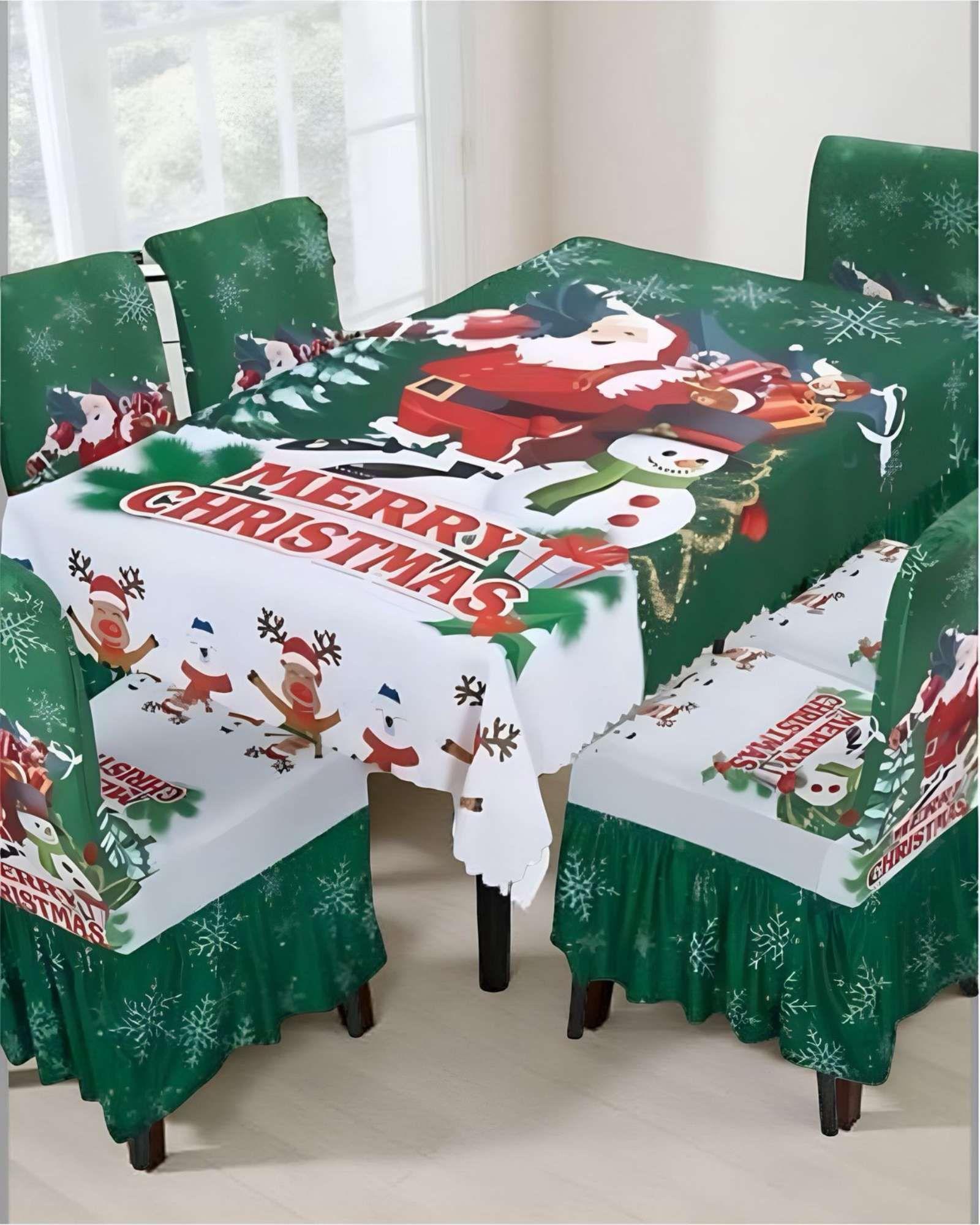 SET de Mantel mas 6 Fundas de Sillas Navidad  02-3