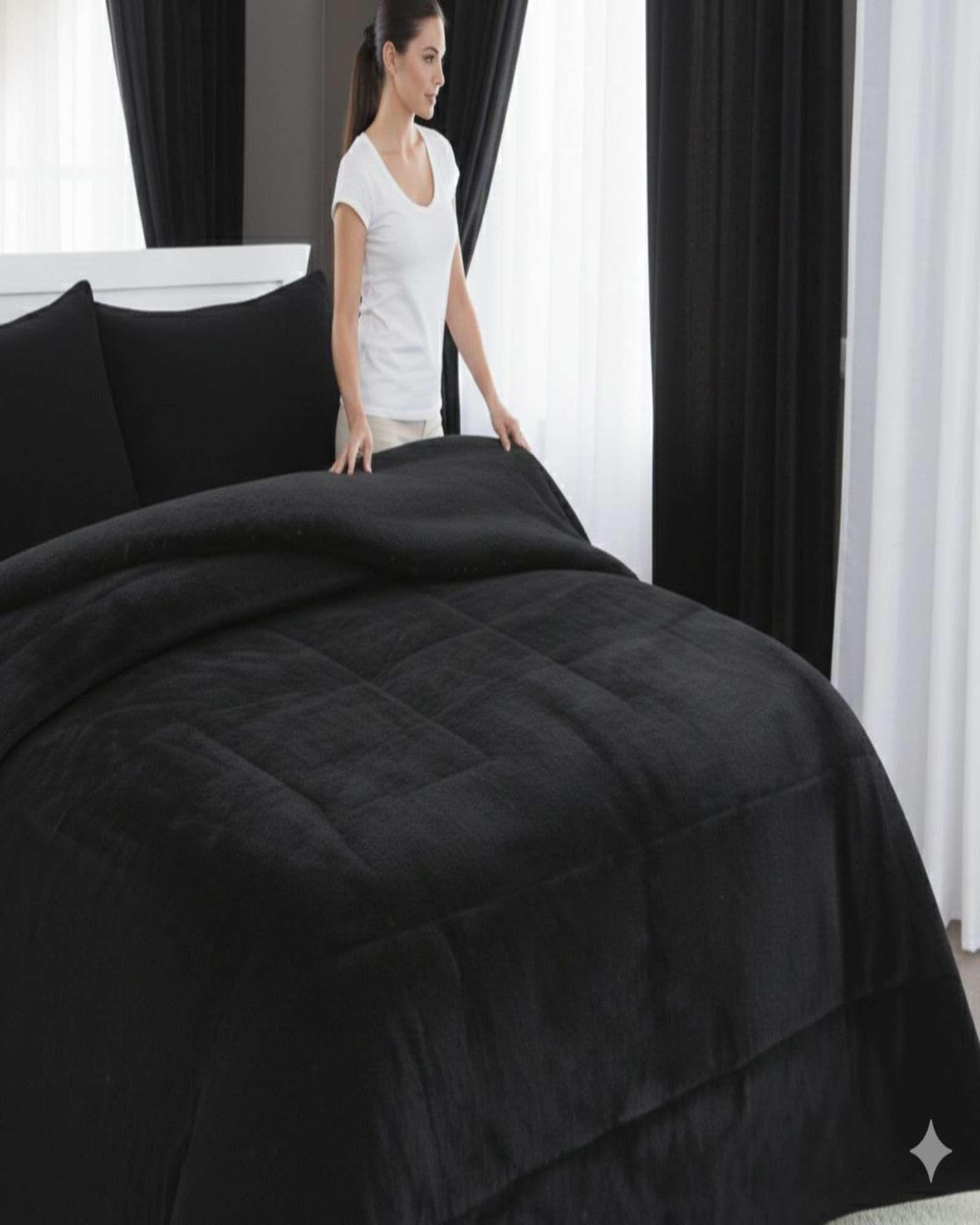 Plumón Cubrecama Chiporro 1.5 plaza Extra Cálido Invierno Premium negro-2