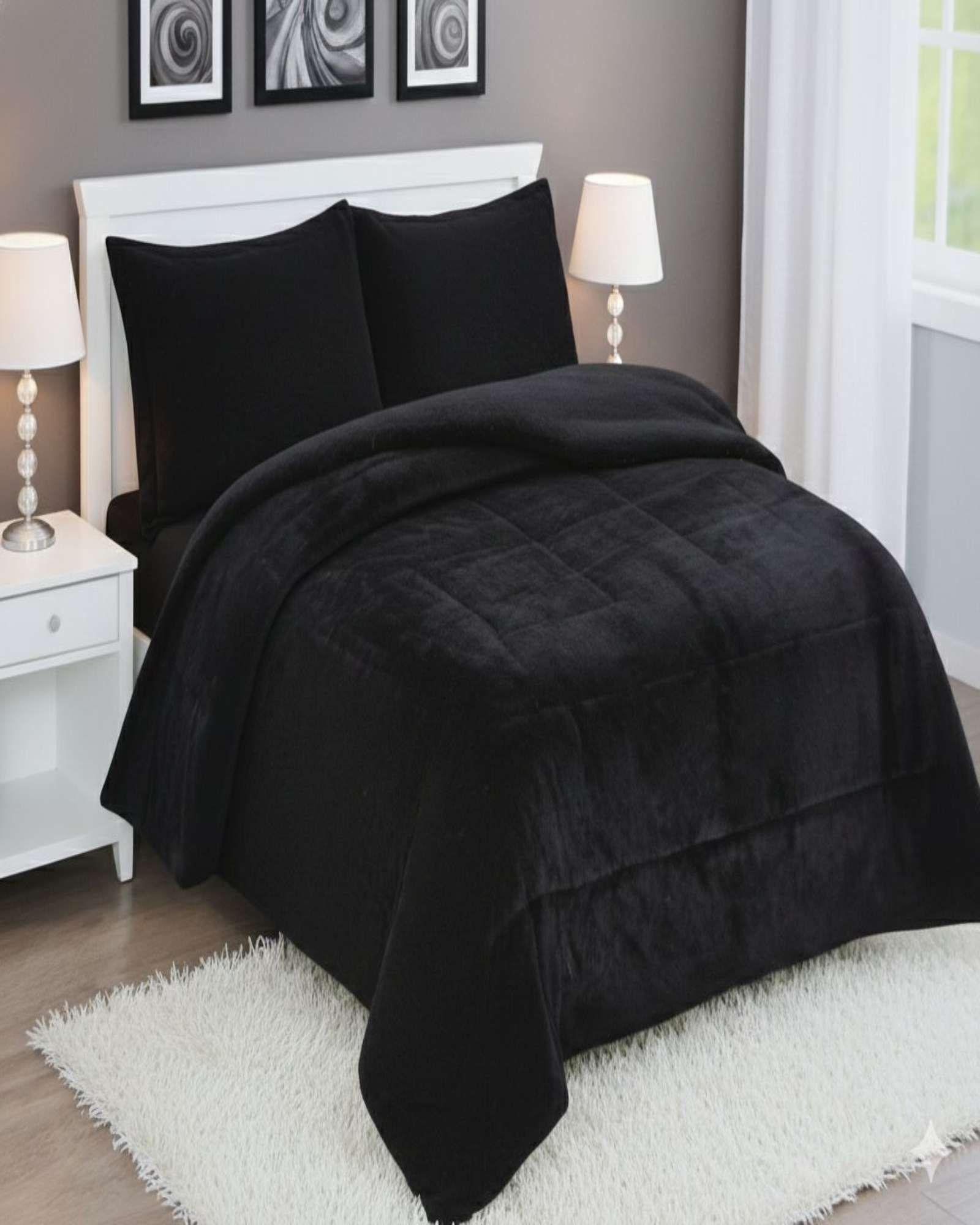 Plumón Cubrecama Chiporro 1.5 plaza Extra Cálido Invierno Premium negro-3