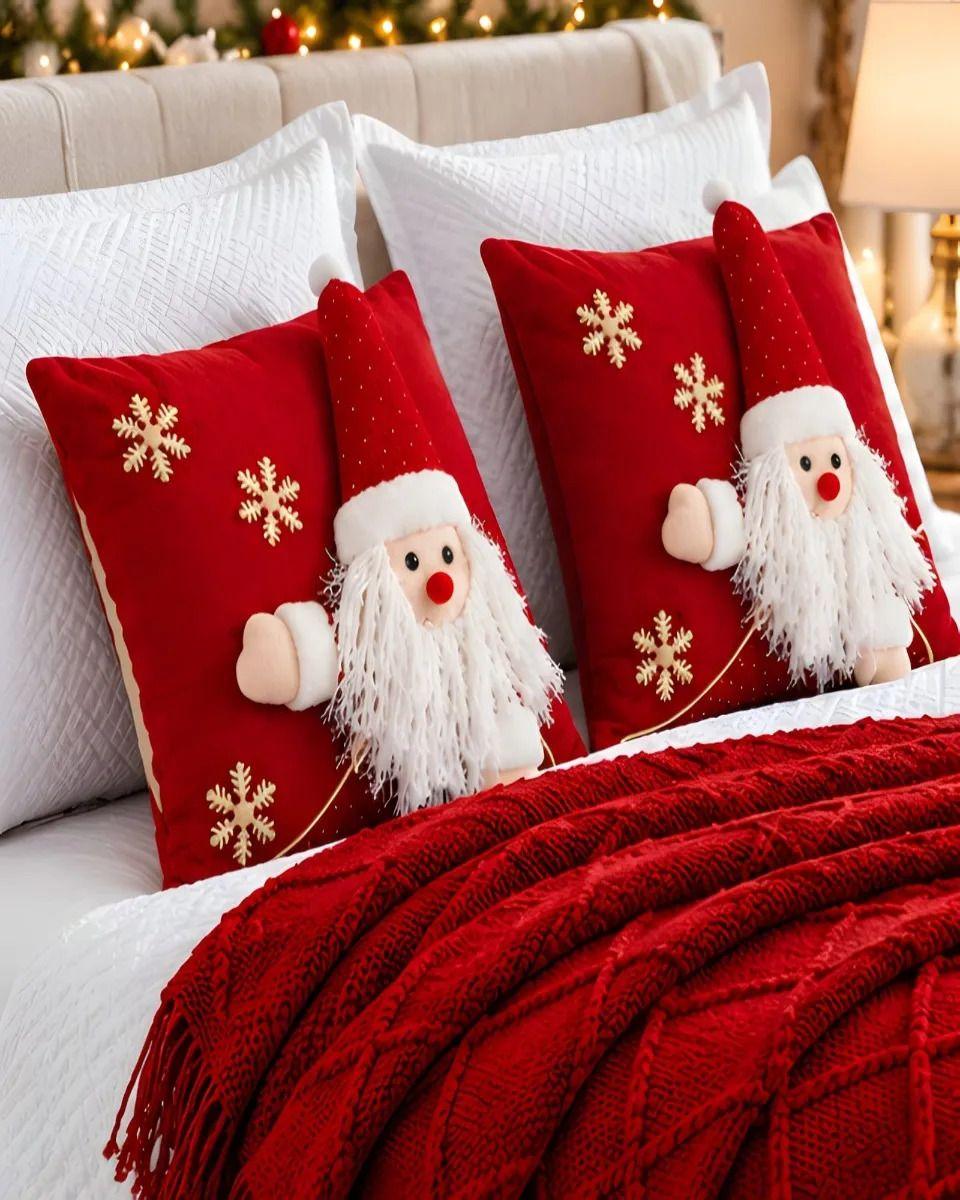 Set de Cama Navideño con Cubrecamas y 2 Fundas de Cojin 2 Plazas m30-4