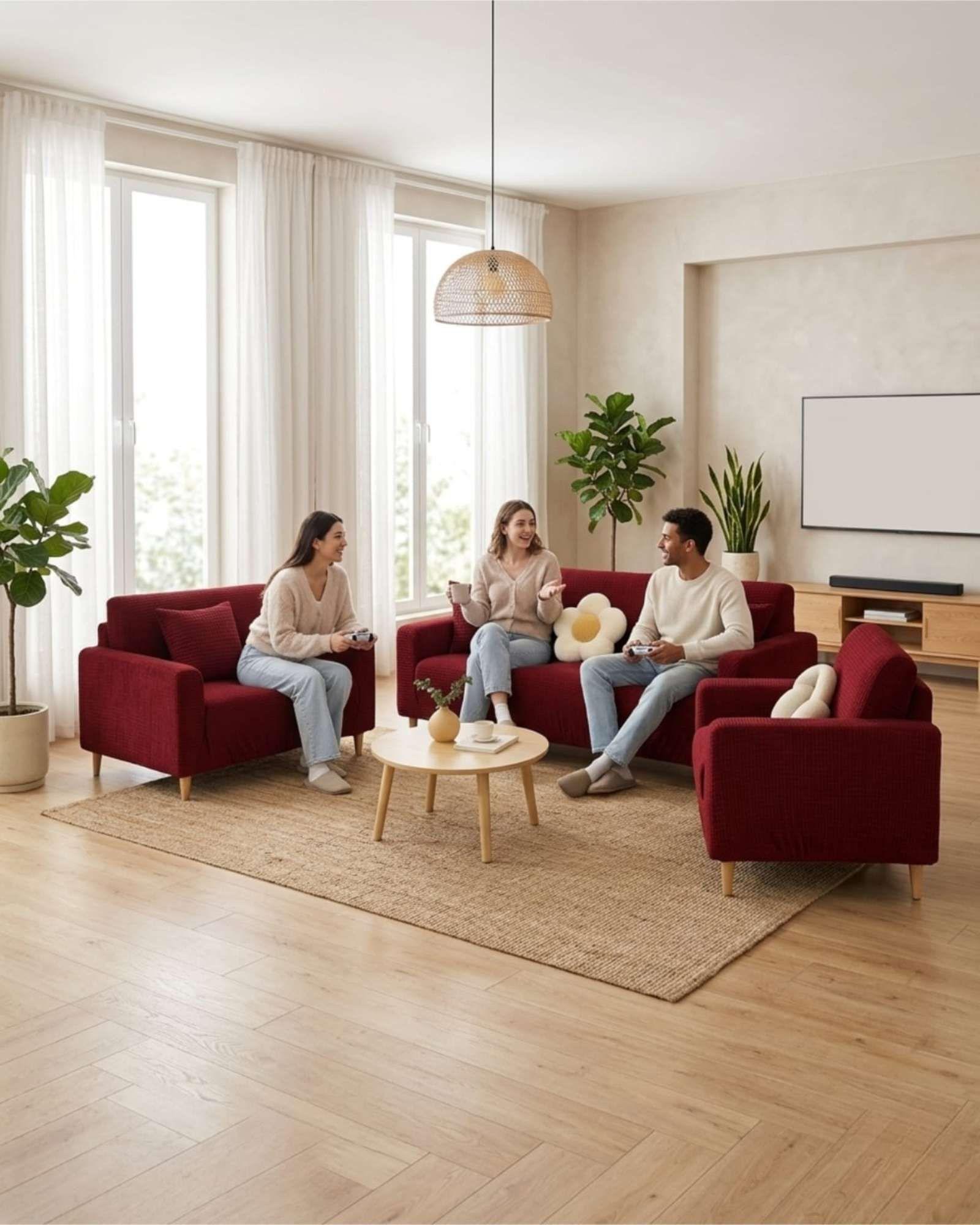 Set Cubre Sillón 3+1+1 Protector de Tela Reforzada - Lavable y Resistente 04-3