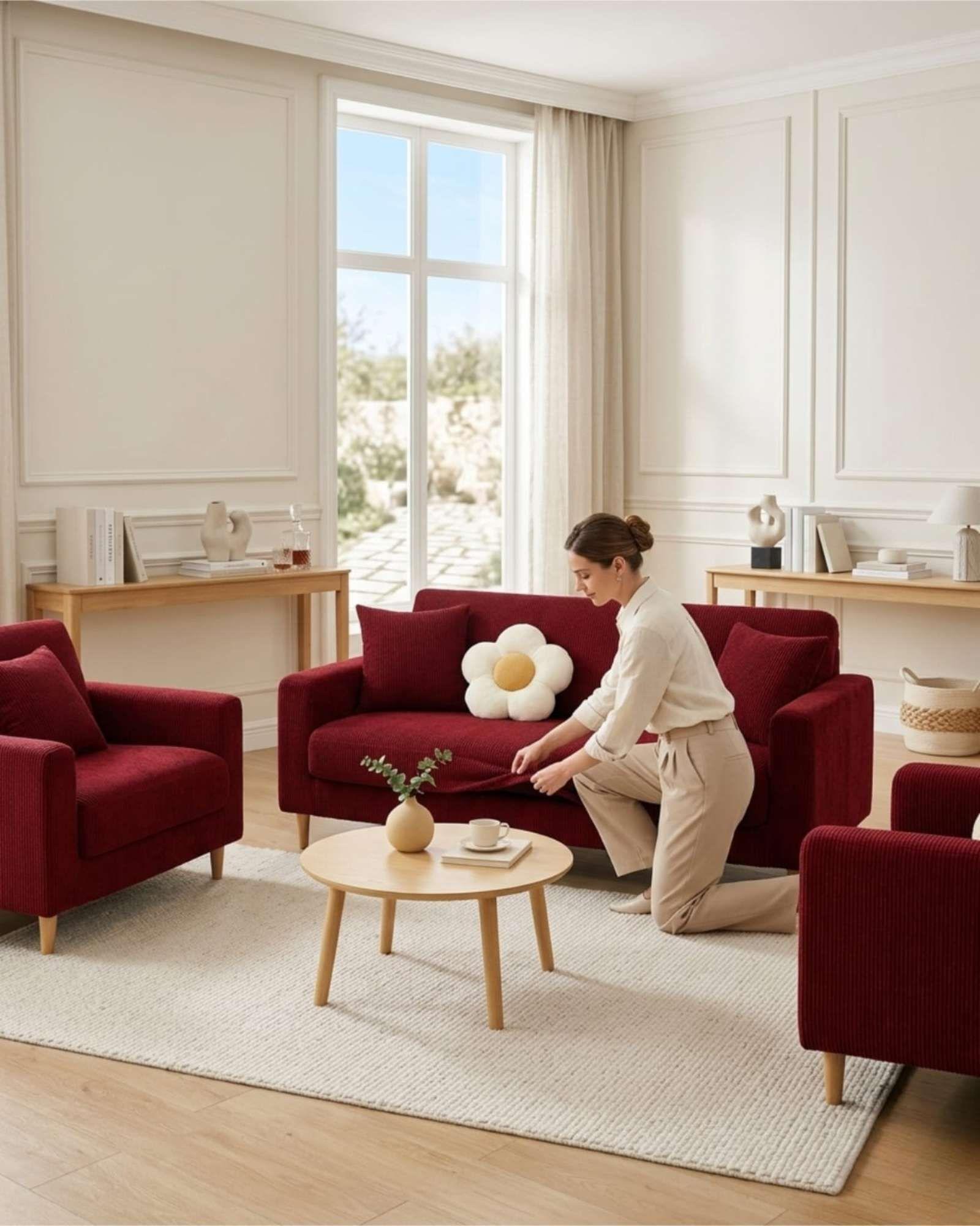 Set Cubre Sillón 3+1+1 Protector de Tela Reforzada - Lavable y Resistente 04-4