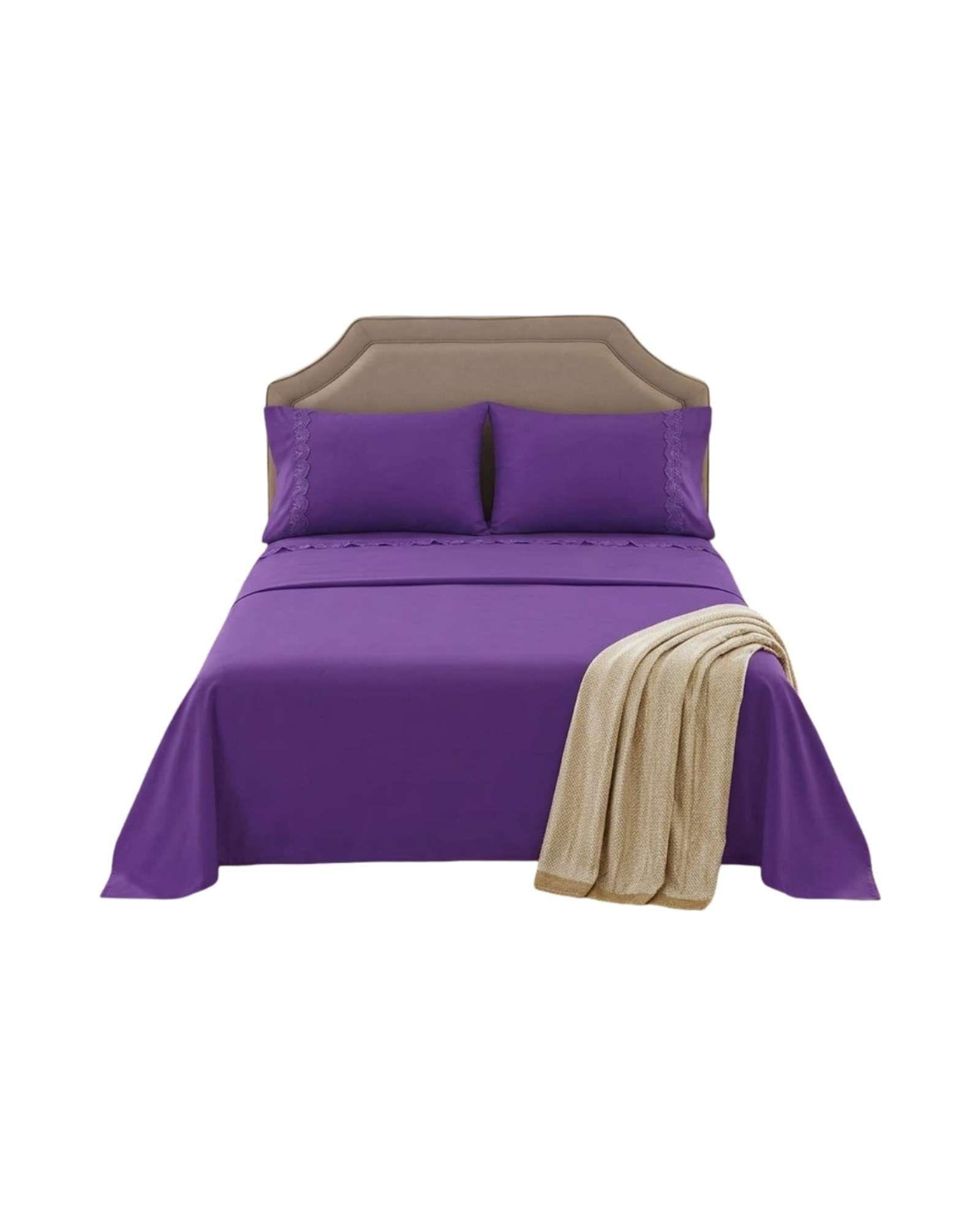 Juego de Sábanas king Resistencia y Elegancia para tu Descanso Diario morado-2