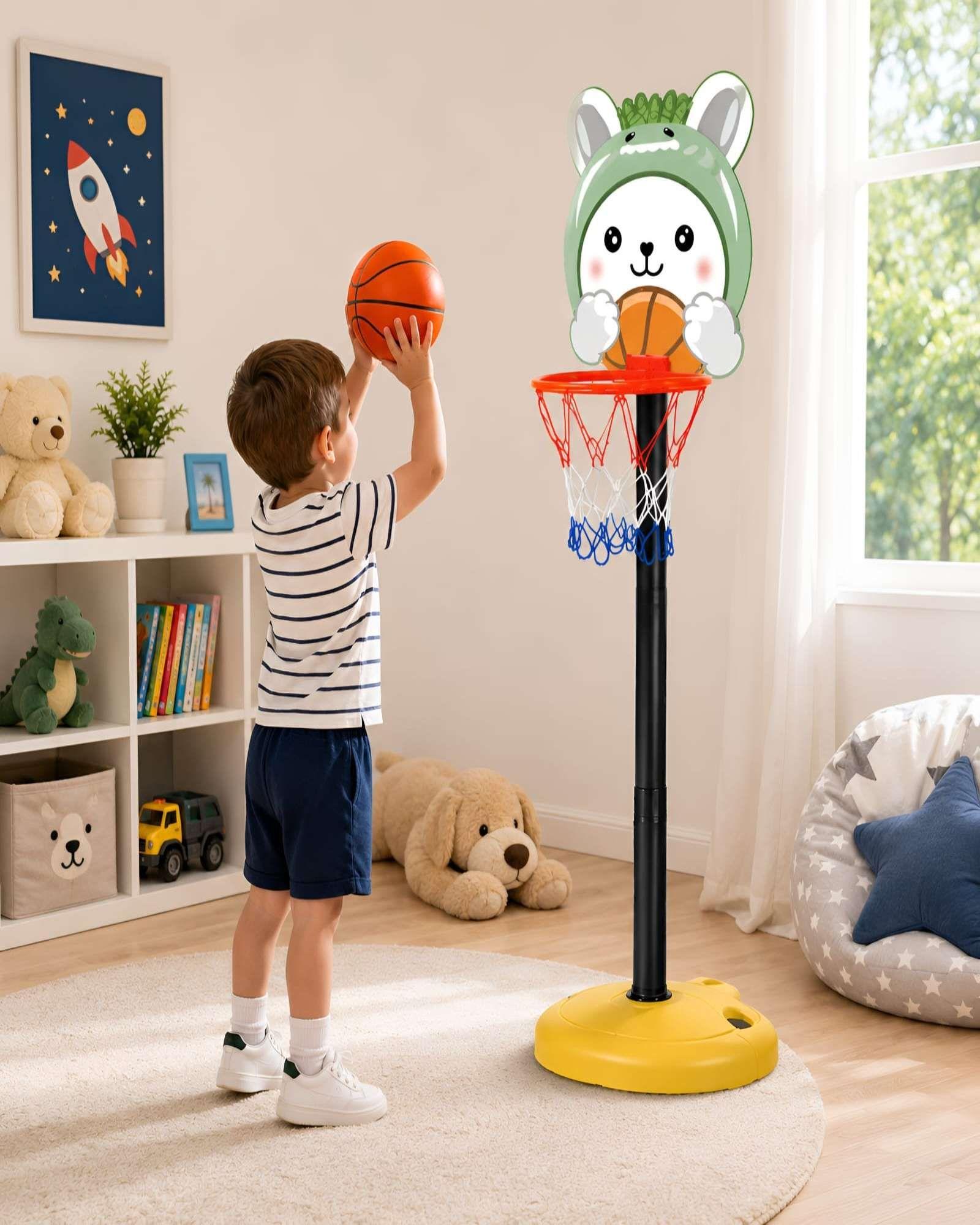 Aro de Basquetbol Infantil Ajustable Diseño Conejito Con Balon-3