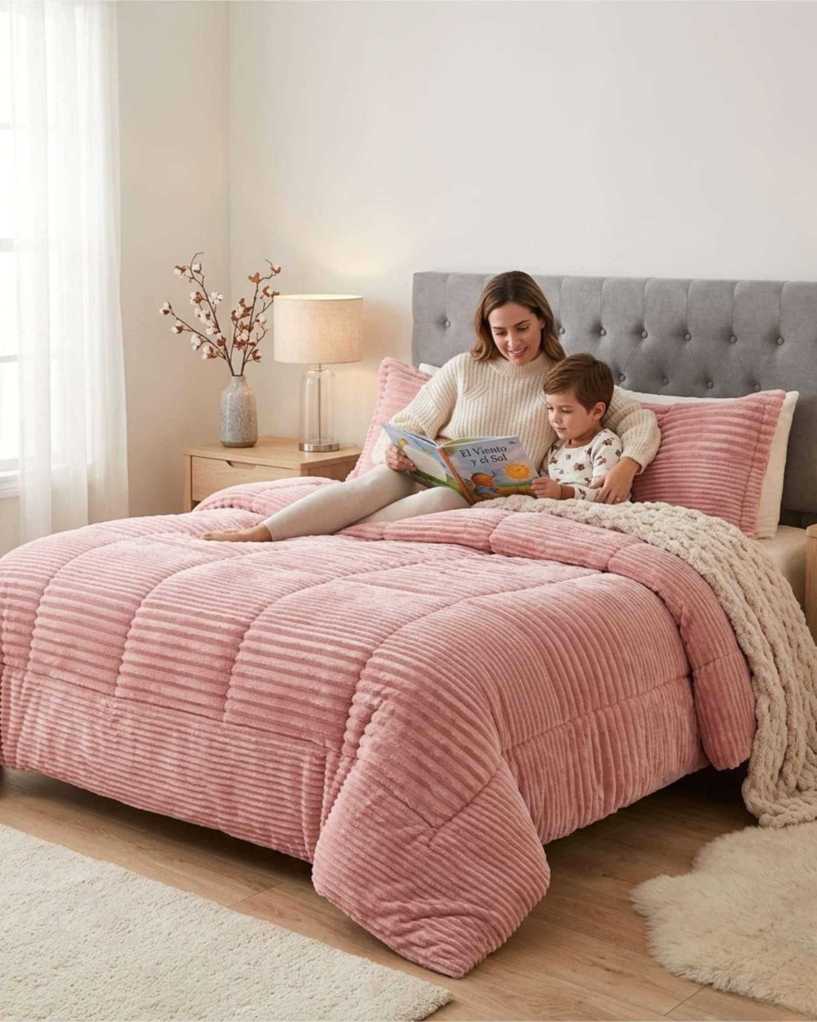 Plumón Acanalado 2 Plazas + Fundas "Renueva tu dormitorio con estilo y comodidad" blanco-2