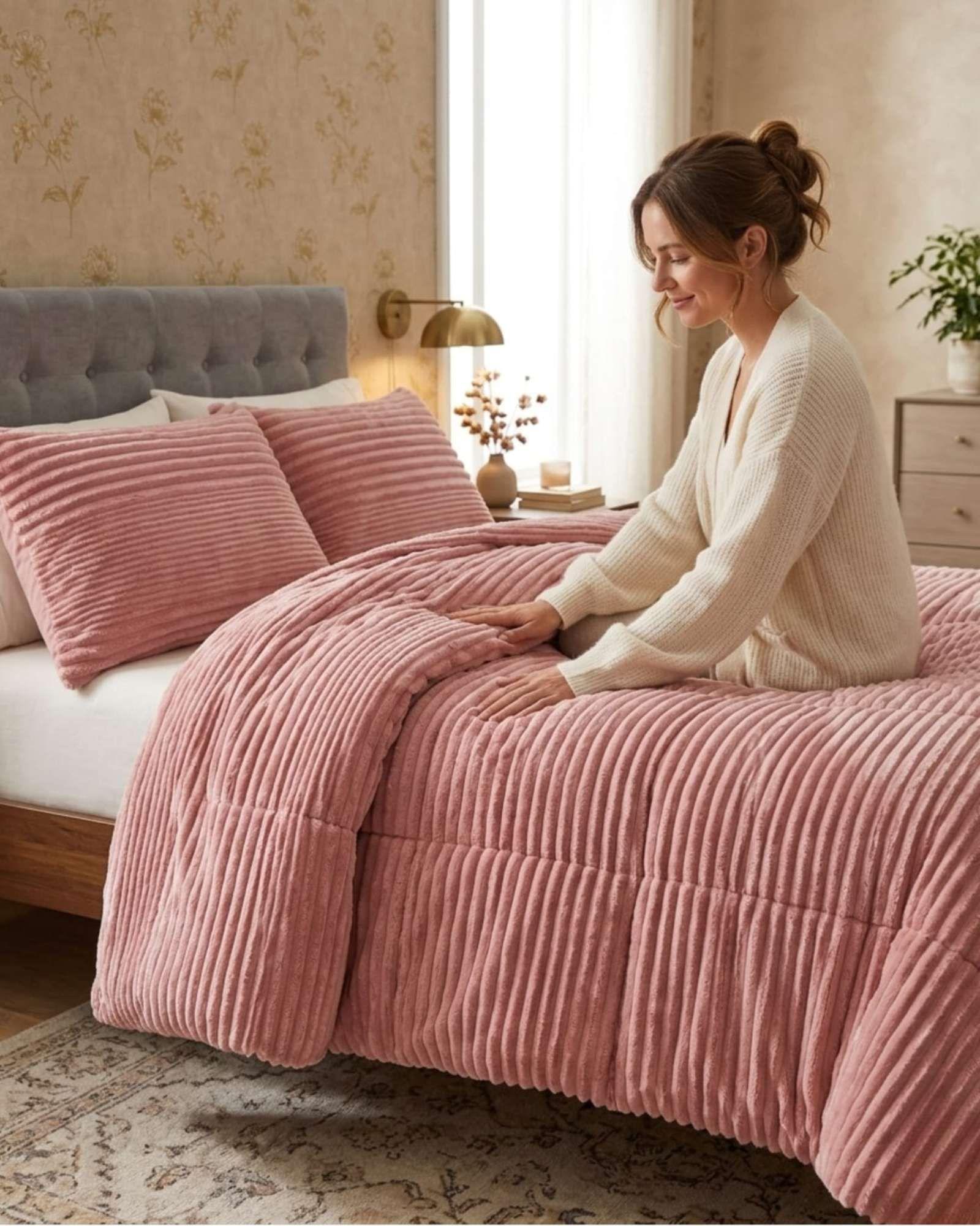 Plumón Acanalado 2 Plazas + Fundas "Renueva tu dormitorio con estilo y comodidad" blanco-3