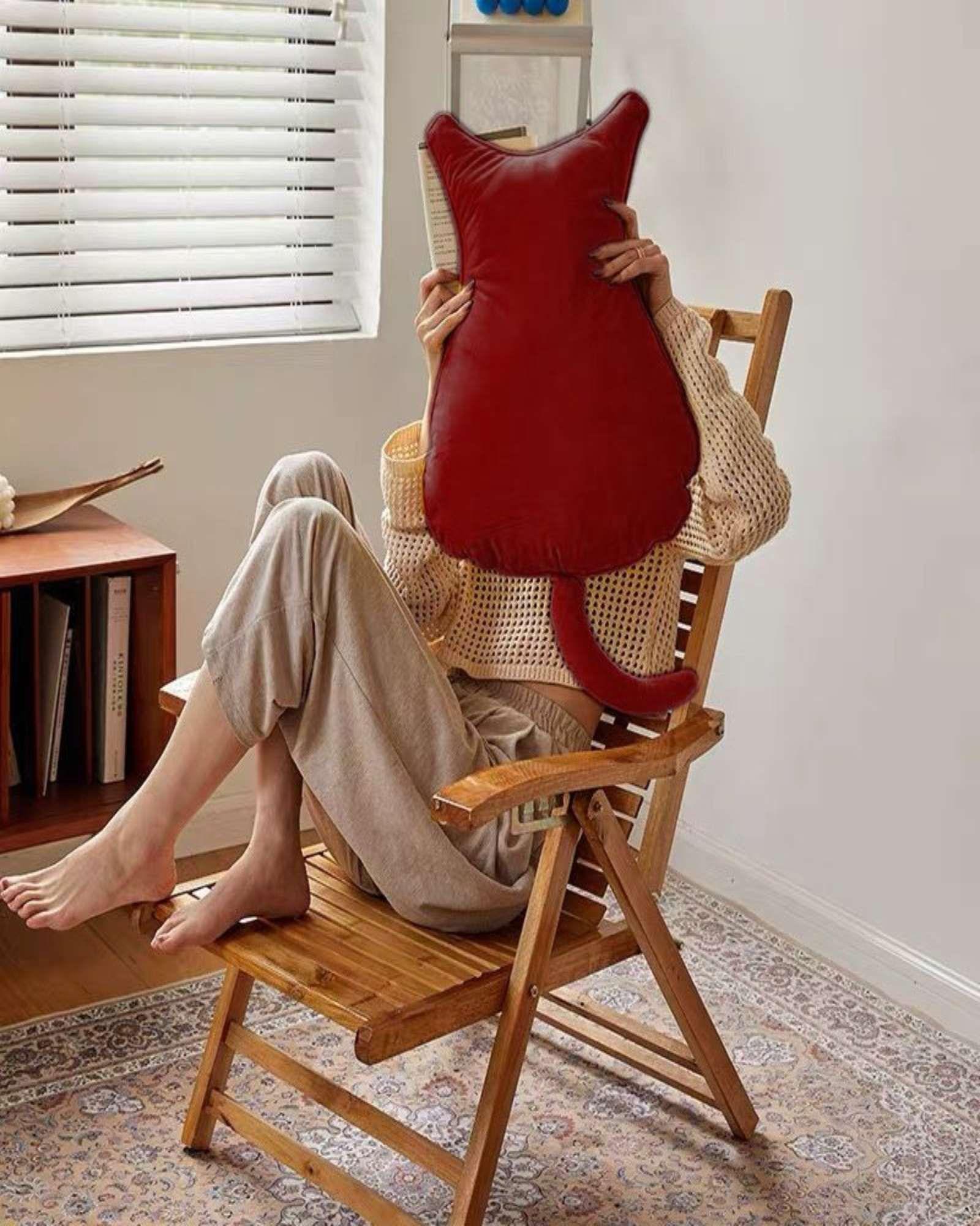 Cojin de Gato Extra Suave para decorar o apego para niños Rojo-2