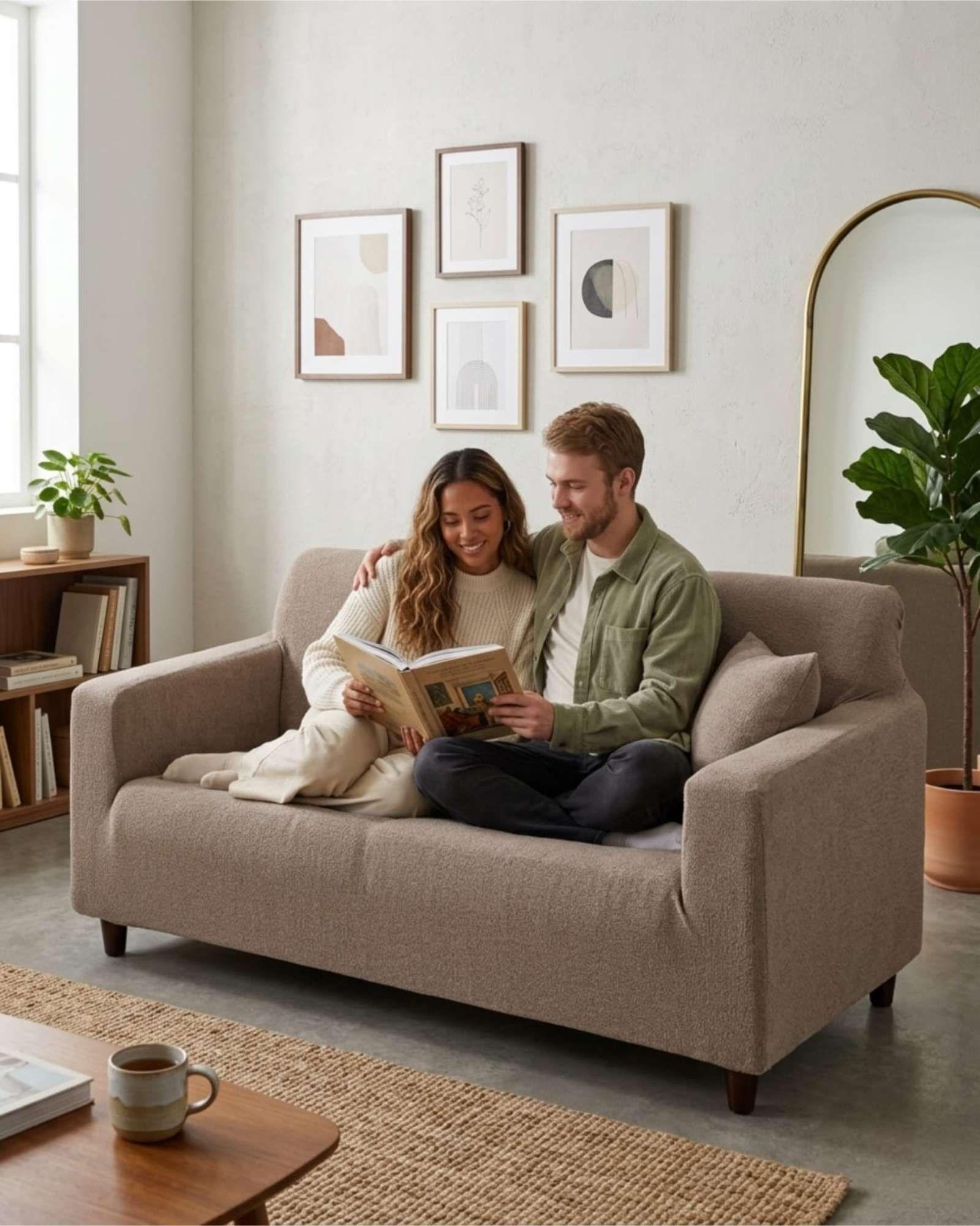 Cubre Sofá 3 Cuerpos Tipo T Texturizado Tela Spandex Ajustable 02-2