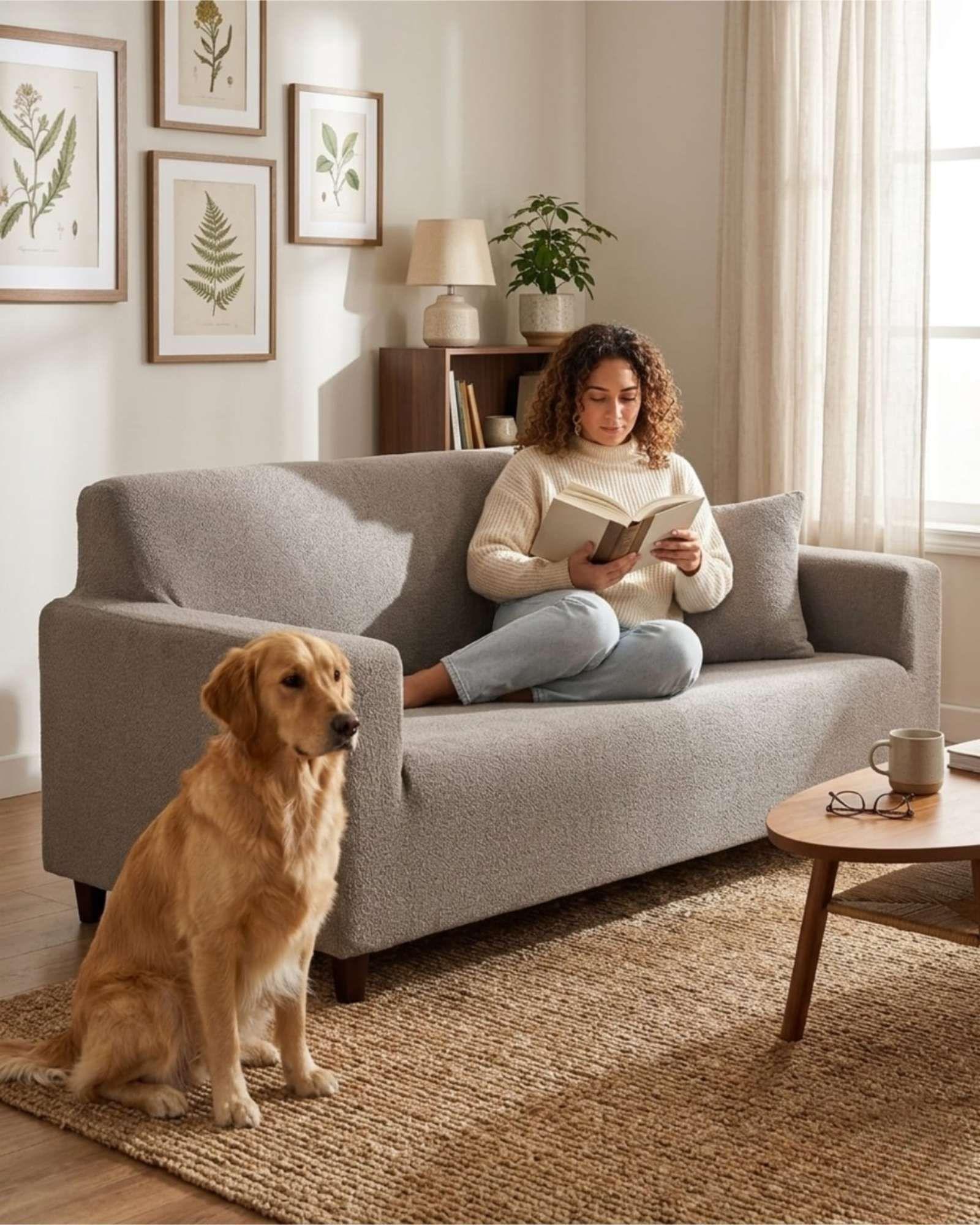 Cubre Sofá 3 Cuerpos Tipo T Texturizado Tela Spandex Ajustable 02-3