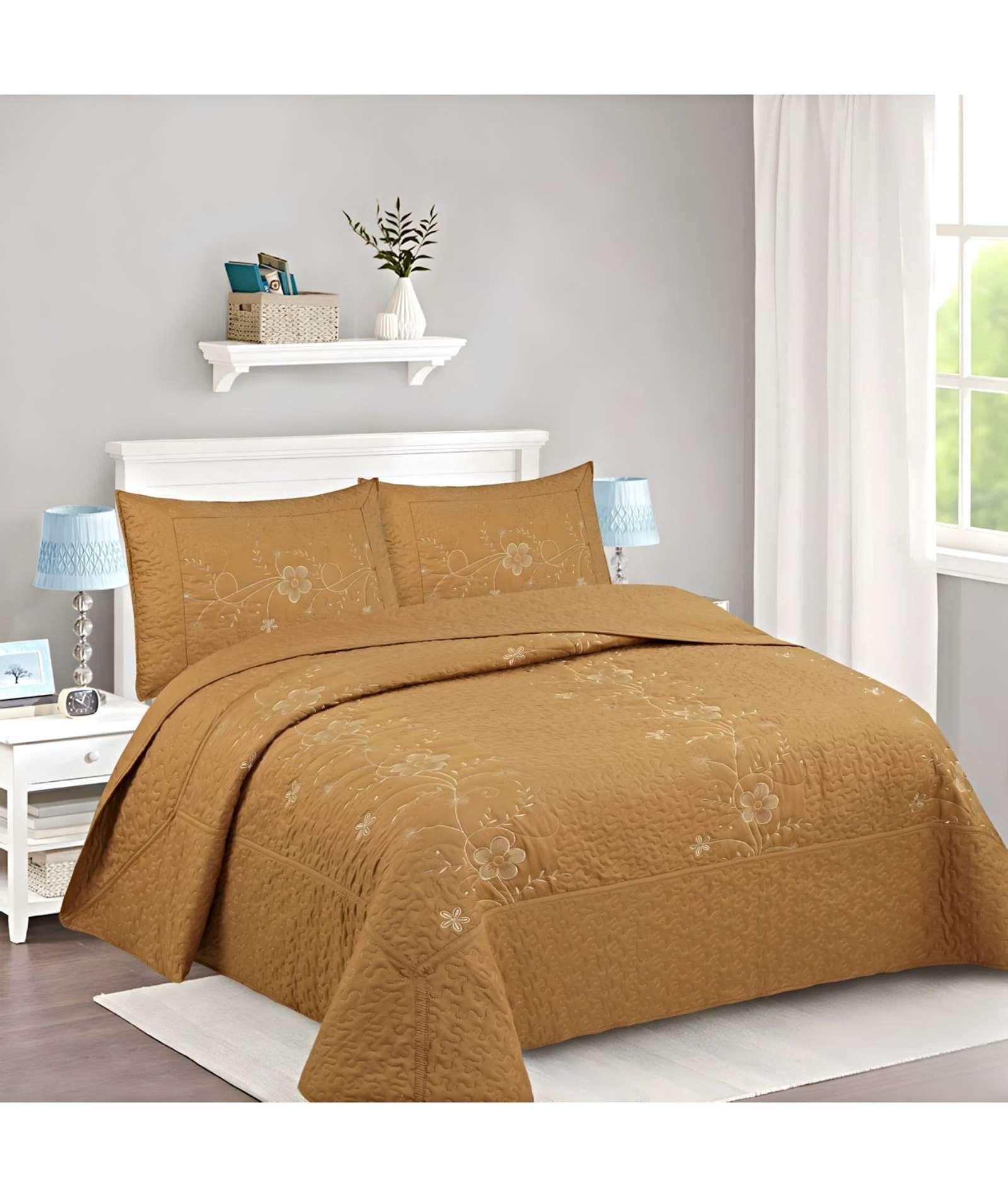 CUBRECAMA COLCHA QUILT DE VERANO 2 PLAZAS BORDADO A7-2