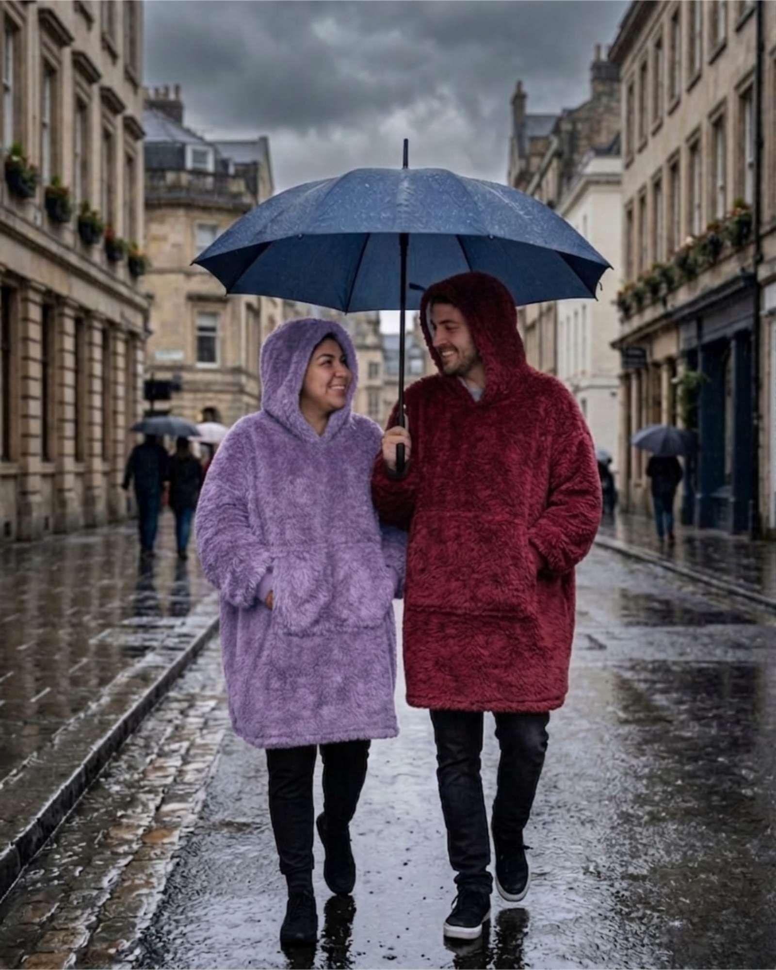 Manta Polerón Hoodie Gigante con Chiporro Sherpa Unisex Térmico A5-2