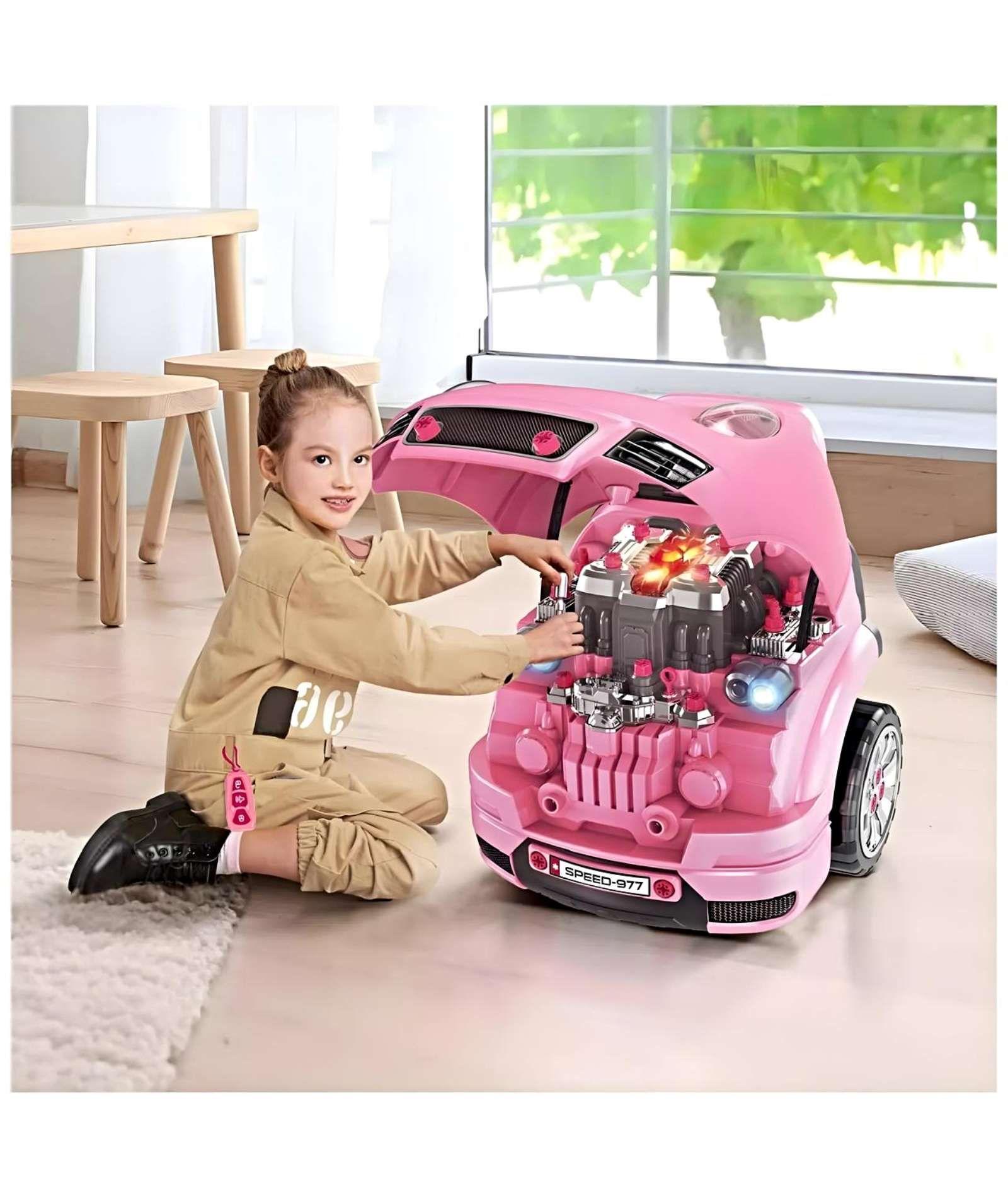 Auto Para Reparar Con Luces Sonidos Y Accesorios Rosa-2