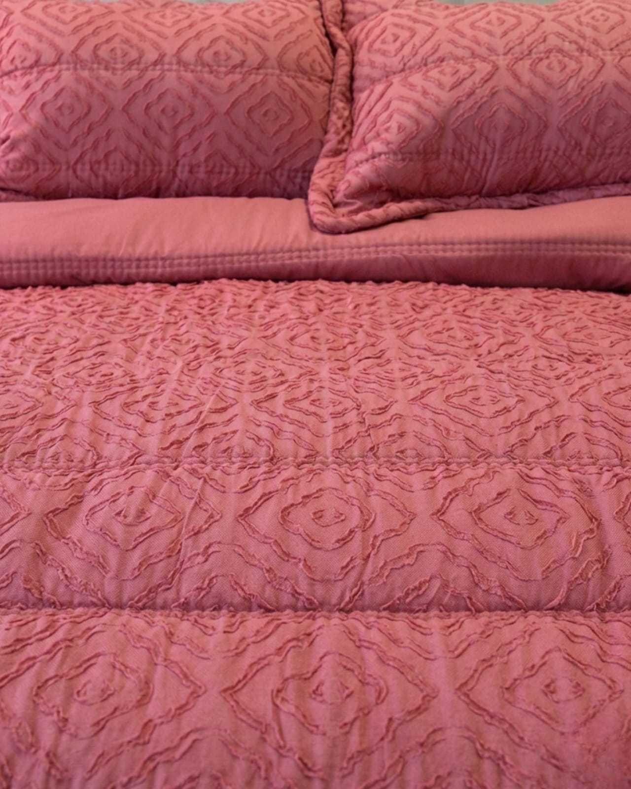 Plumón Ligero 2 Plazas Jacquard Sin Costuras rosado-3