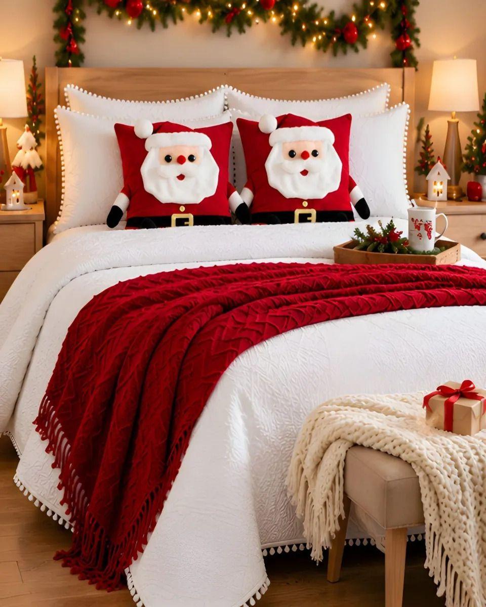 Set de Cama Navideño con Cubrecamas y 2 Fundas de Cojin 1.5 Plaza m13-5