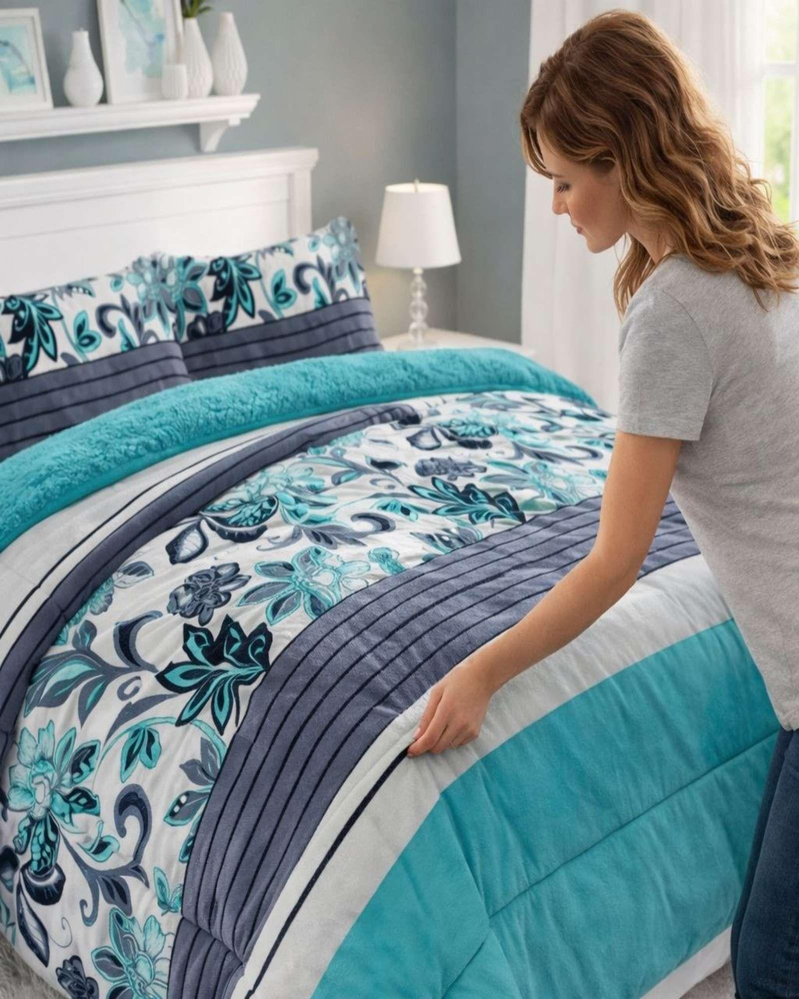 Plumón Cubrecama Chiporro 1.5 plaza Extra Cálido Invierno Premium verde-2