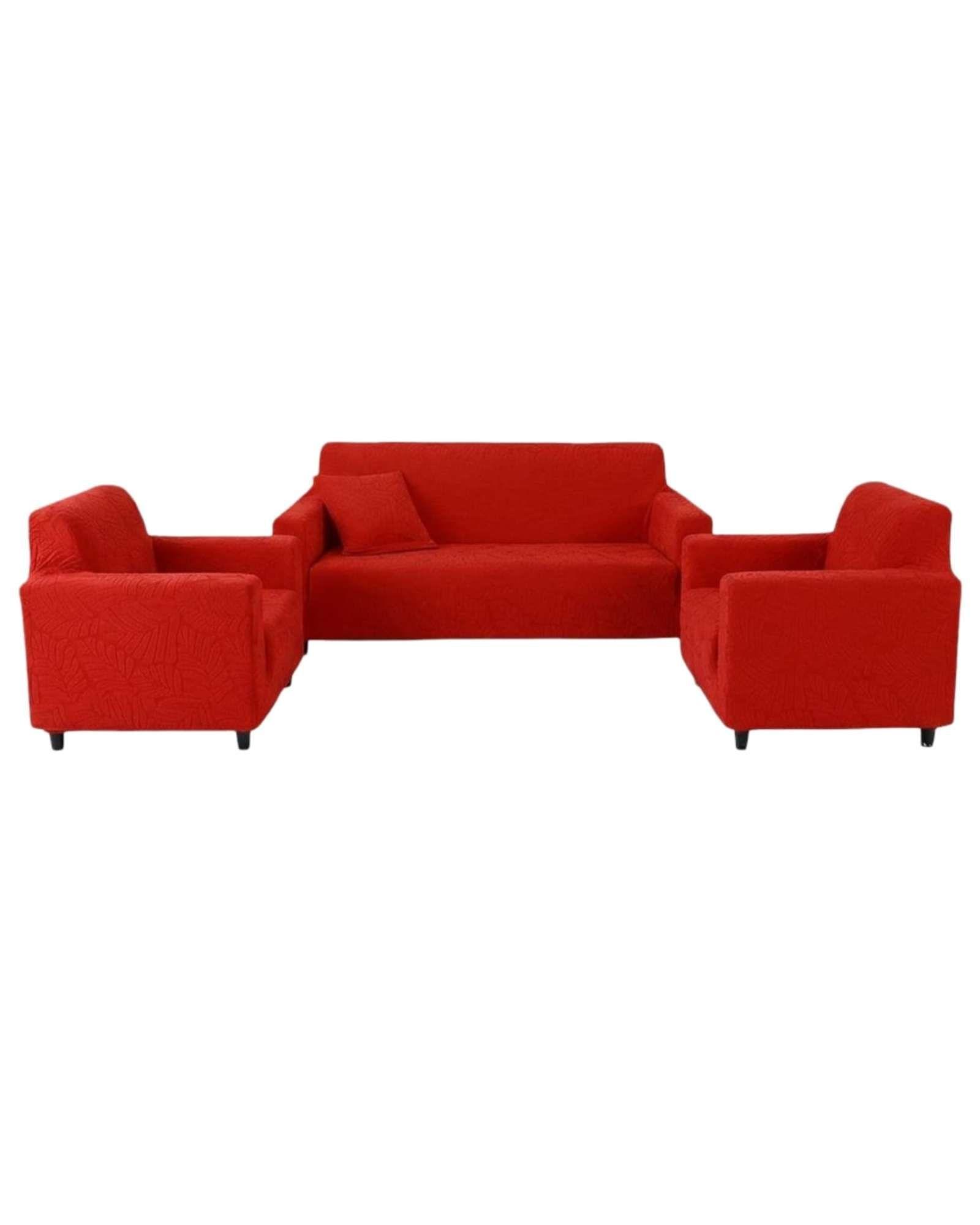 Juego de Fundas para Sillones 3+1+1 Diseño Hojas Elásticas y Lavables A5-4