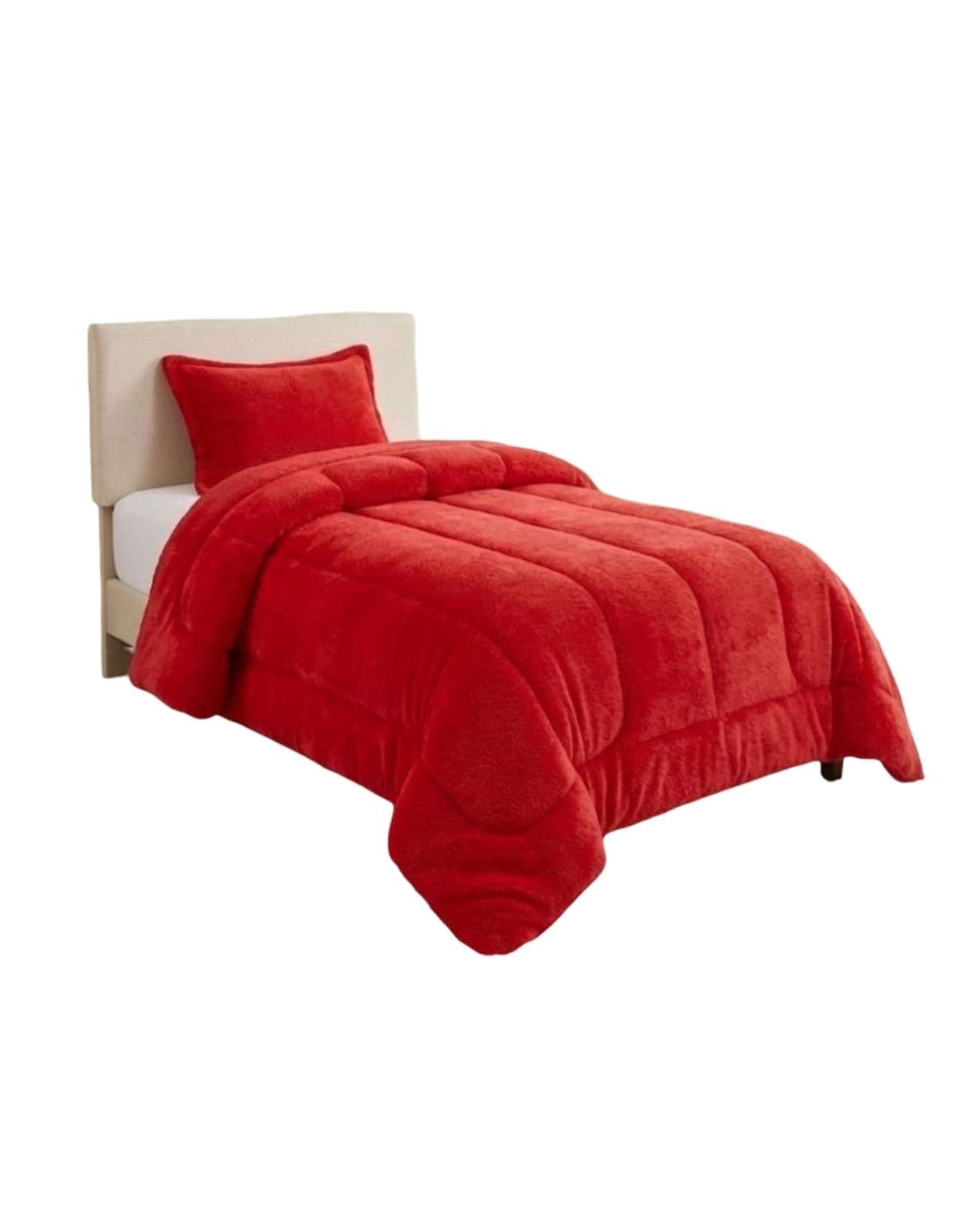 Cubrecama de Plush con Chiporro Diseño Ondas 1,5 plazas rojo-2