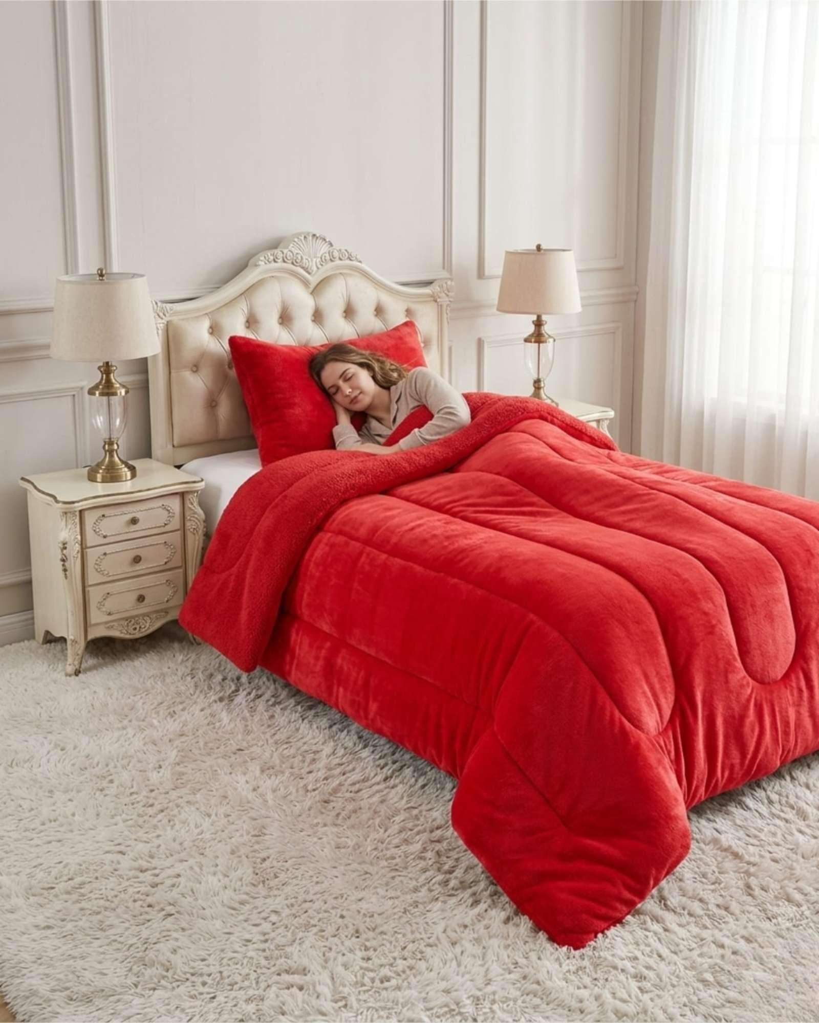 Cubrecama de Plush con Chiporro Diseño Ondas 1,5 plazas rojo-4