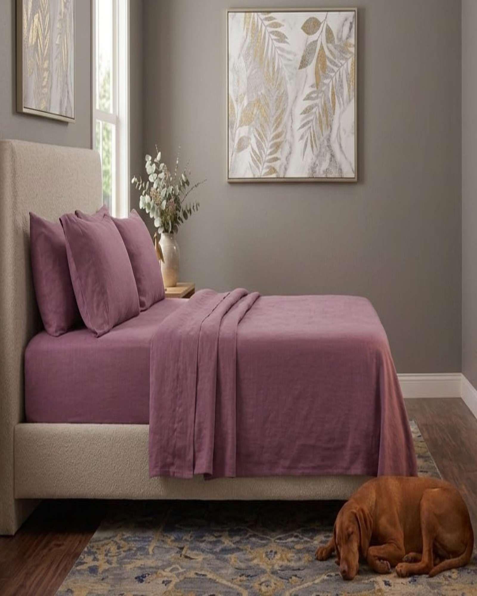 Juego de Sabanas 800 Hilos Estilo Americano 2 plazas violeta-3