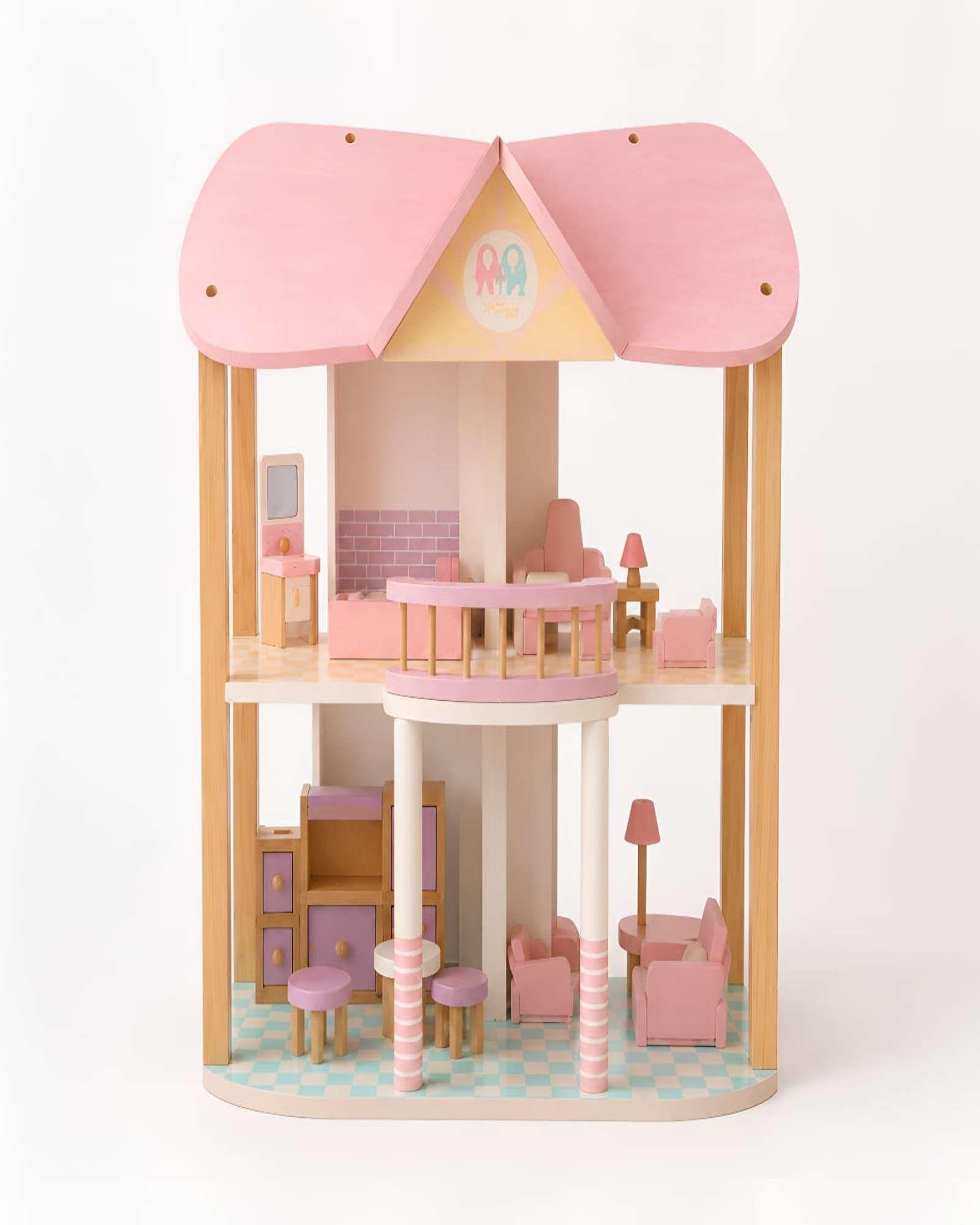 Casa de Muñecas de Madera con Muebles - Set de Juego Infantil-4