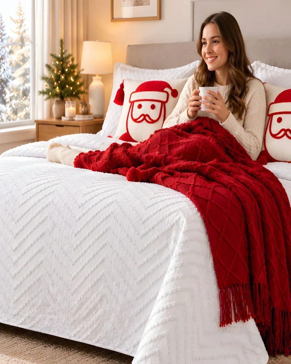 Set de Cama Navideño con Cubrecamas y 2 Fundas de Cojin 1.5 Plaza m22-5