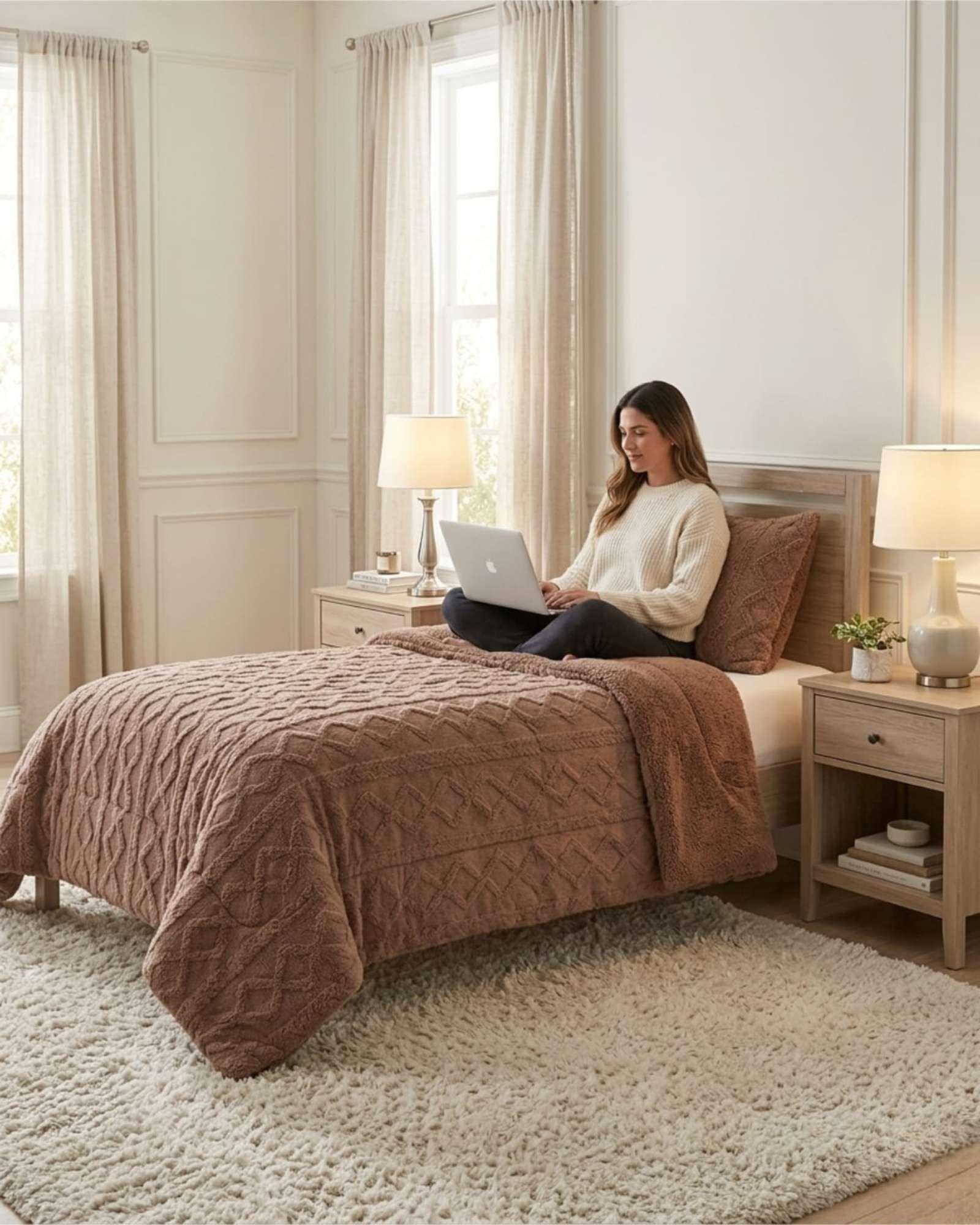 Cubrecama Plush con Chiporro Plaza y Media Diseño Premium C17-3