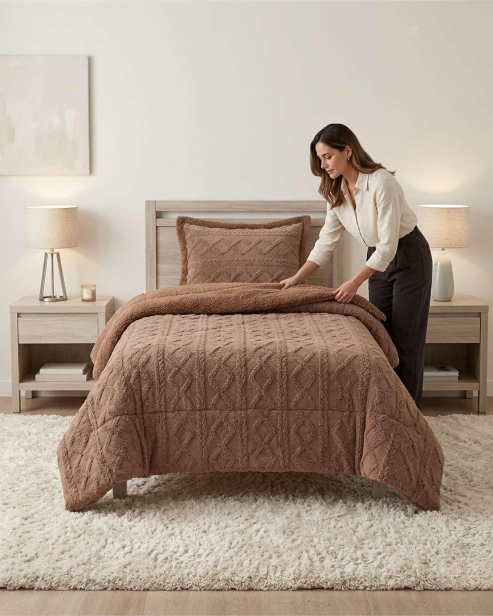 Cubrecama Plush con Chiporro Plaza y Media Diseño Premium C17-4