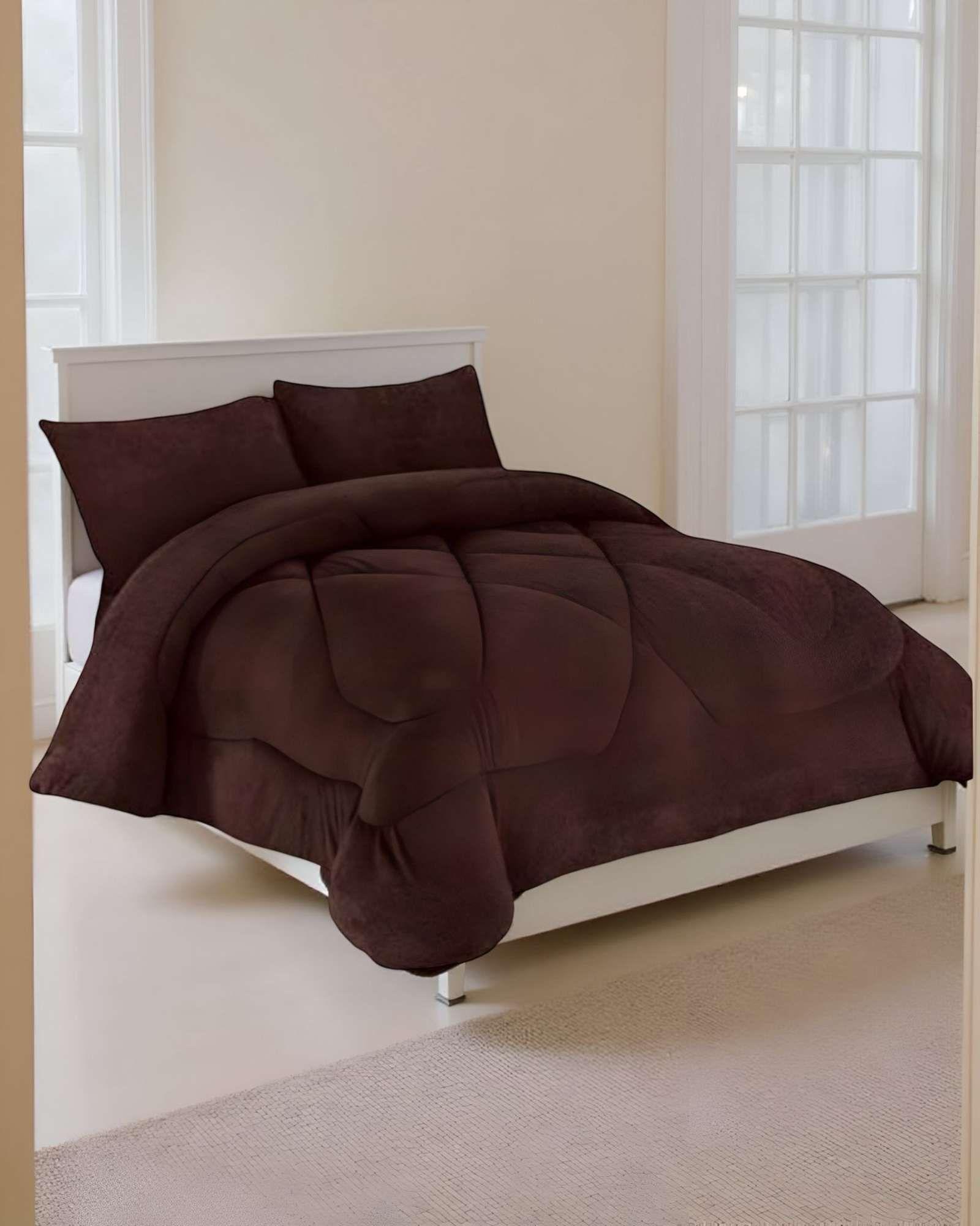 COBERTOR ELEGANTE DE INVIERNO UNICOLOR PLUSH CON CHIPORRO PLAZA Y MEDIA S51-1