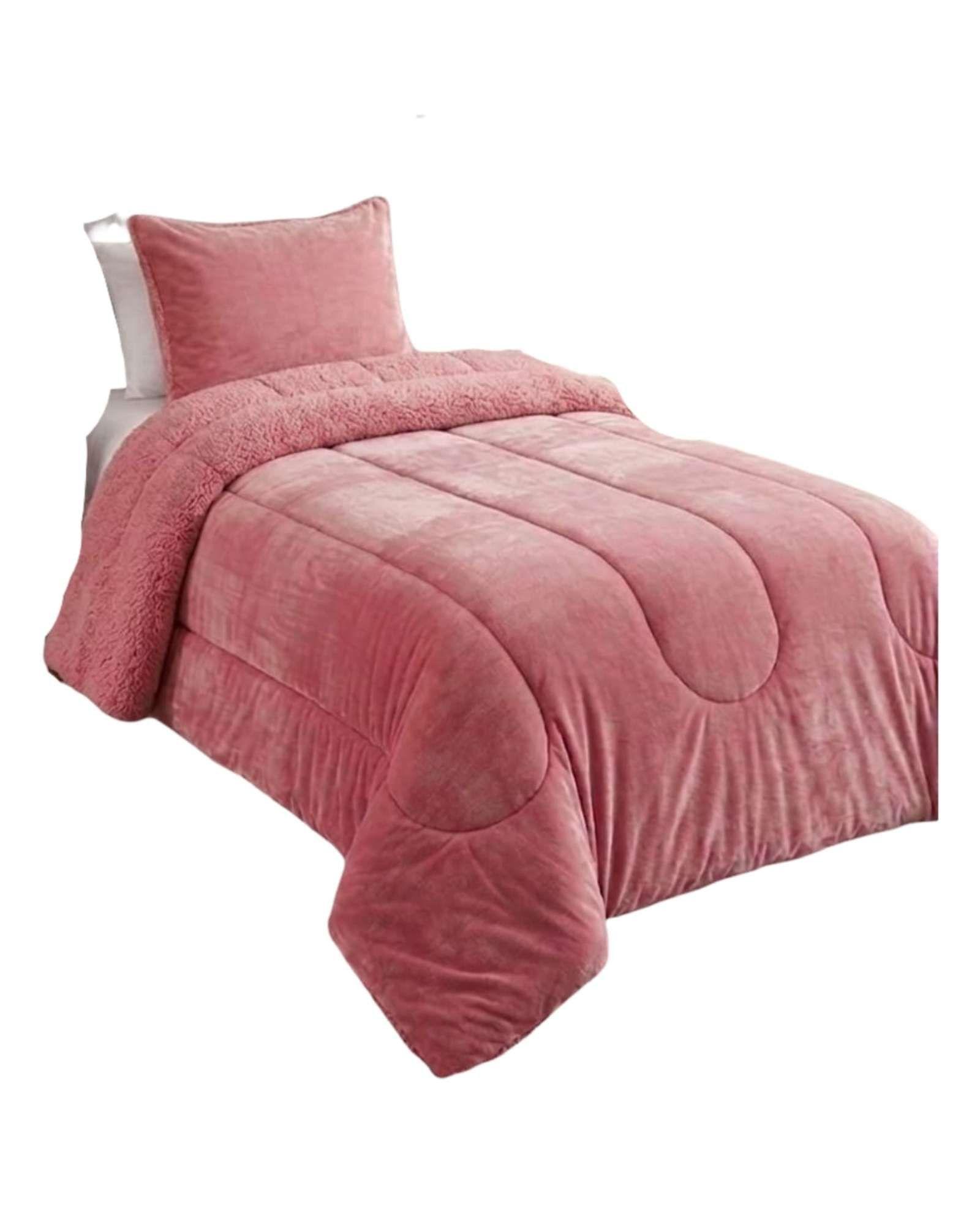 Cubrecama de Plush con Chiporro Diseño Ondas 1,5 plazas rosado-2